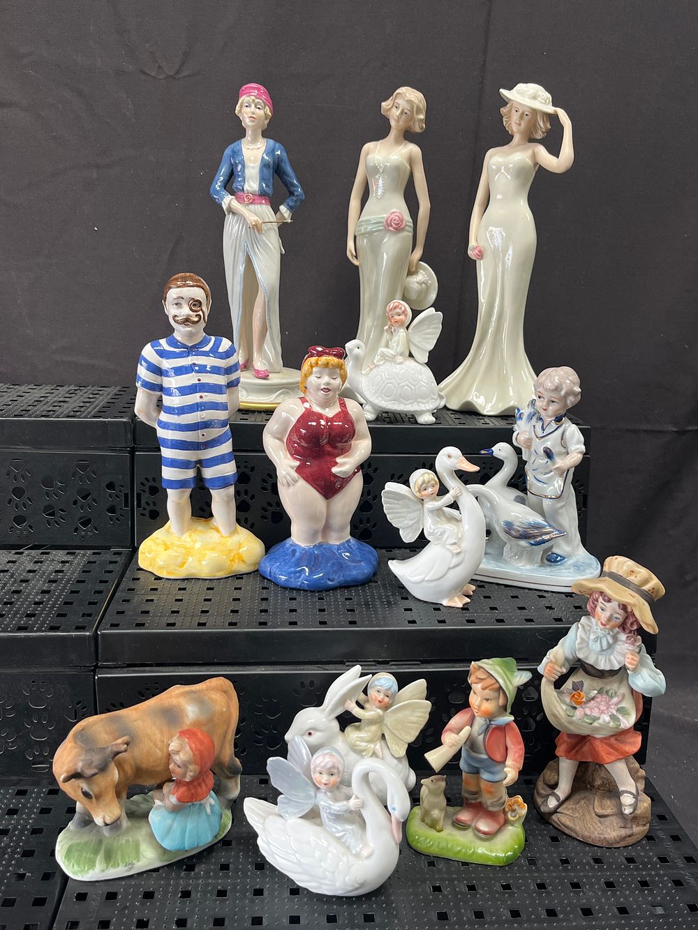 Lot 367: A Collection of Vintage Porcelain and Ceramic Figurines including Art Deco Style and Character Studies