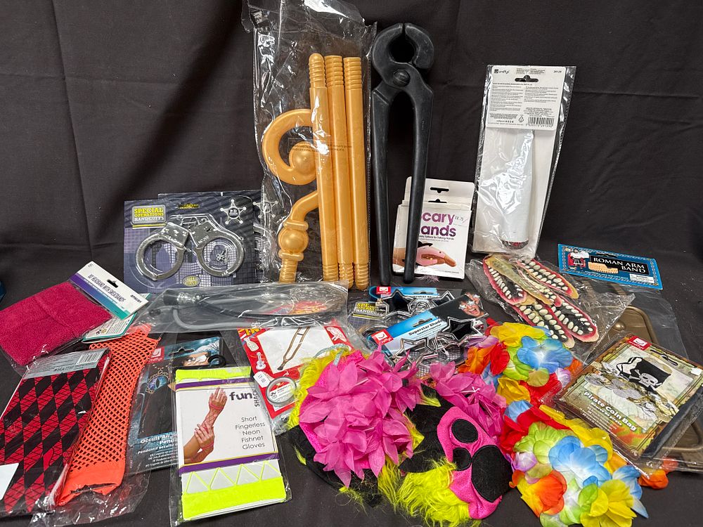 Lot 487: A Collection of Assorted Fancy Dress Costume Accessories and Props by Smiffys, amscan and Fun Shack