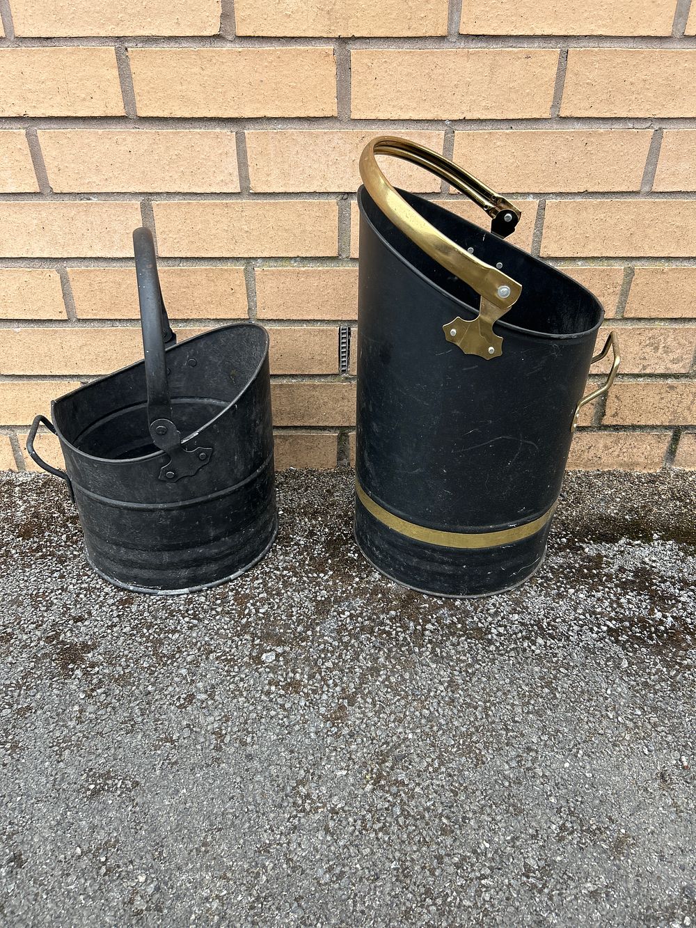 Lot 895: Two Victorian Style Helmet Shaped Coal Scuttles