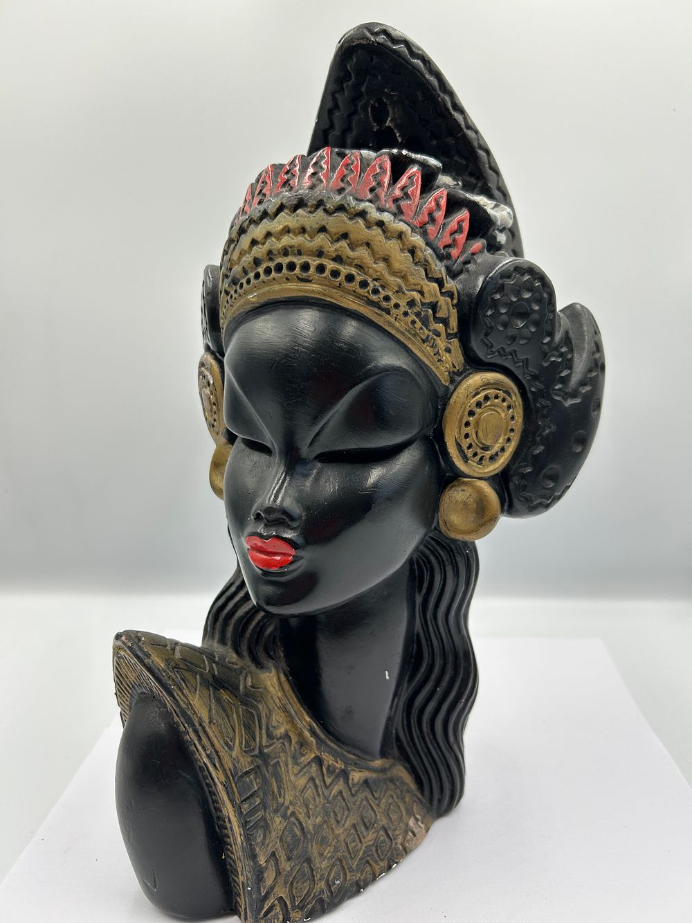 Lot 670: Mid-century Exoticist Style Painted Chalkware Wall Mask , Tretchikoff?