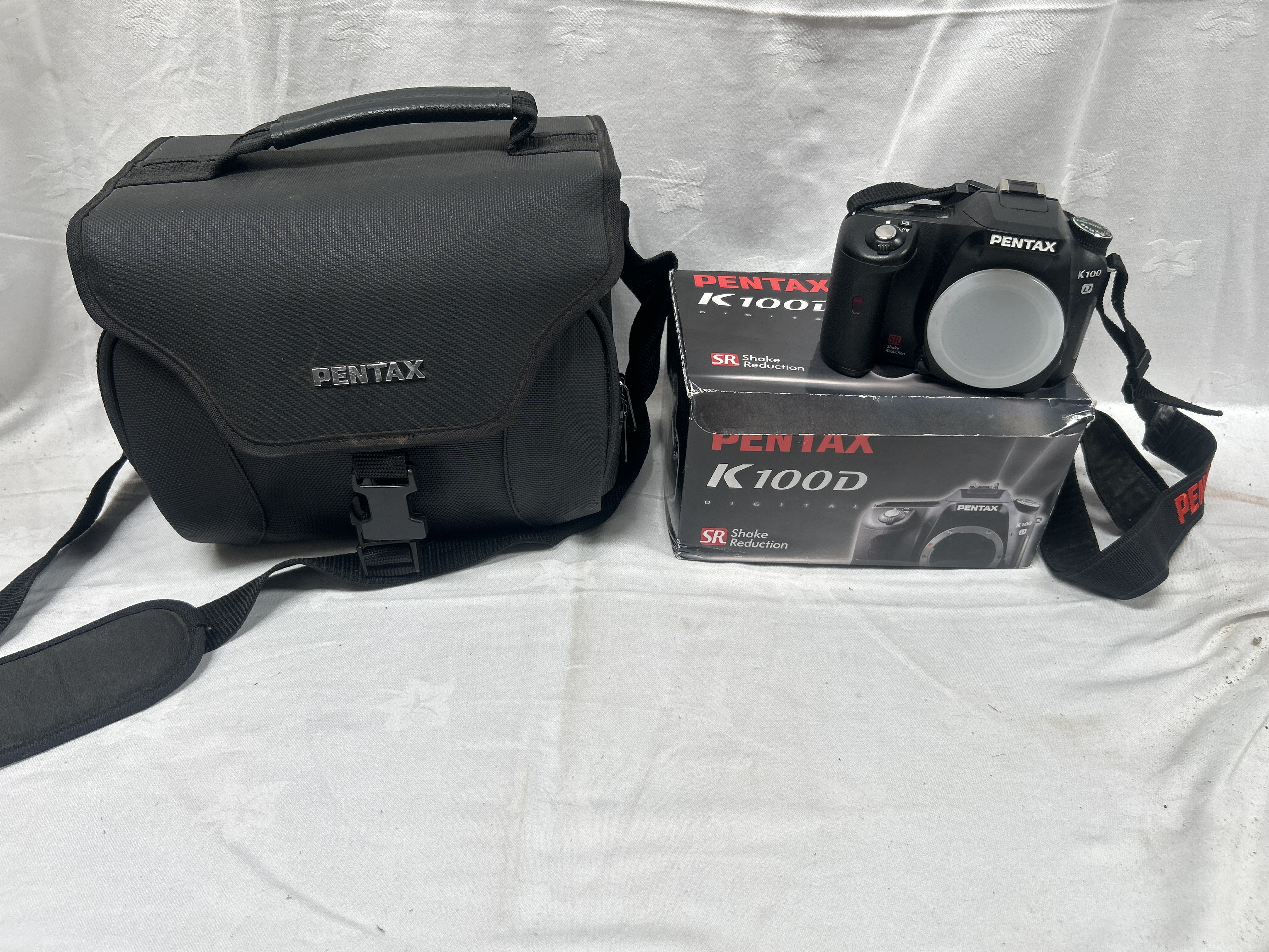 Pentax K100D Digital SLR Camera with Original Packaging, Bag, and Accessories