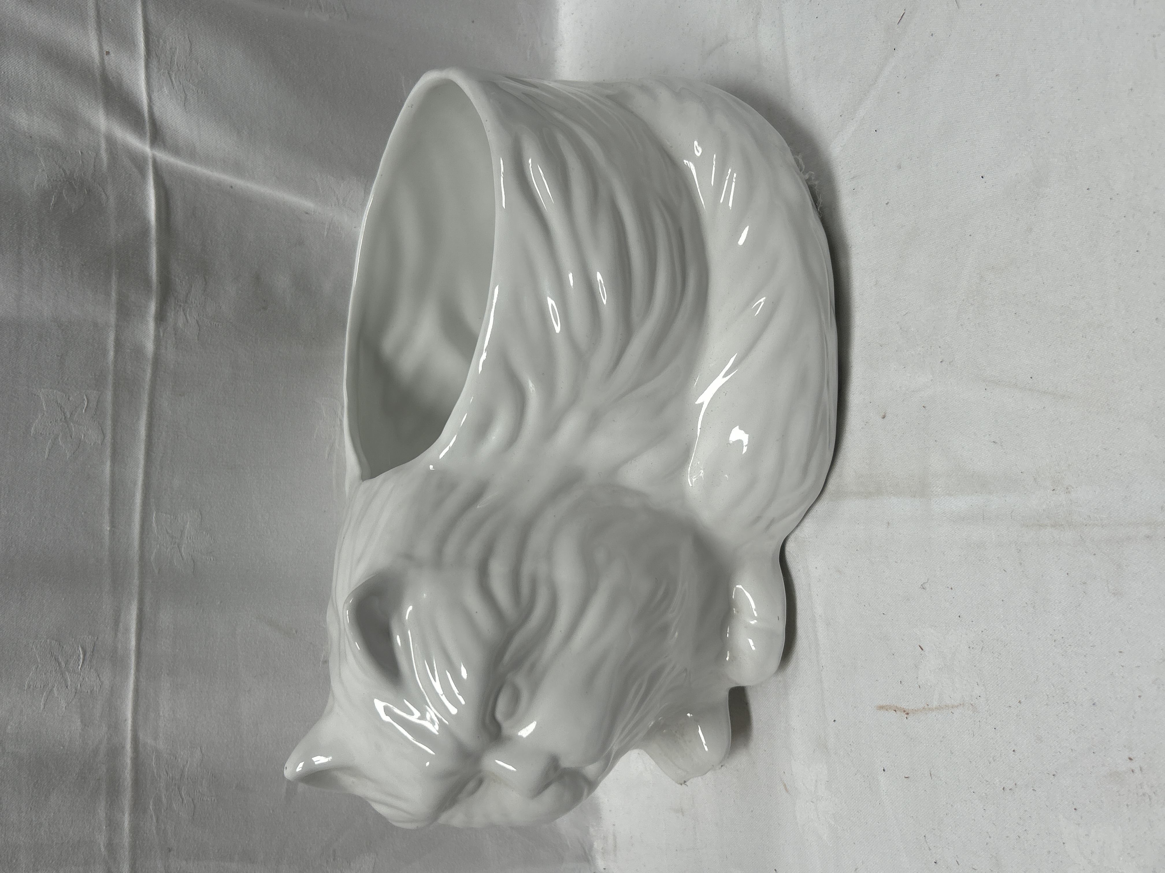 A Large White Glazed Ceramic Figural Persian Cat Planter