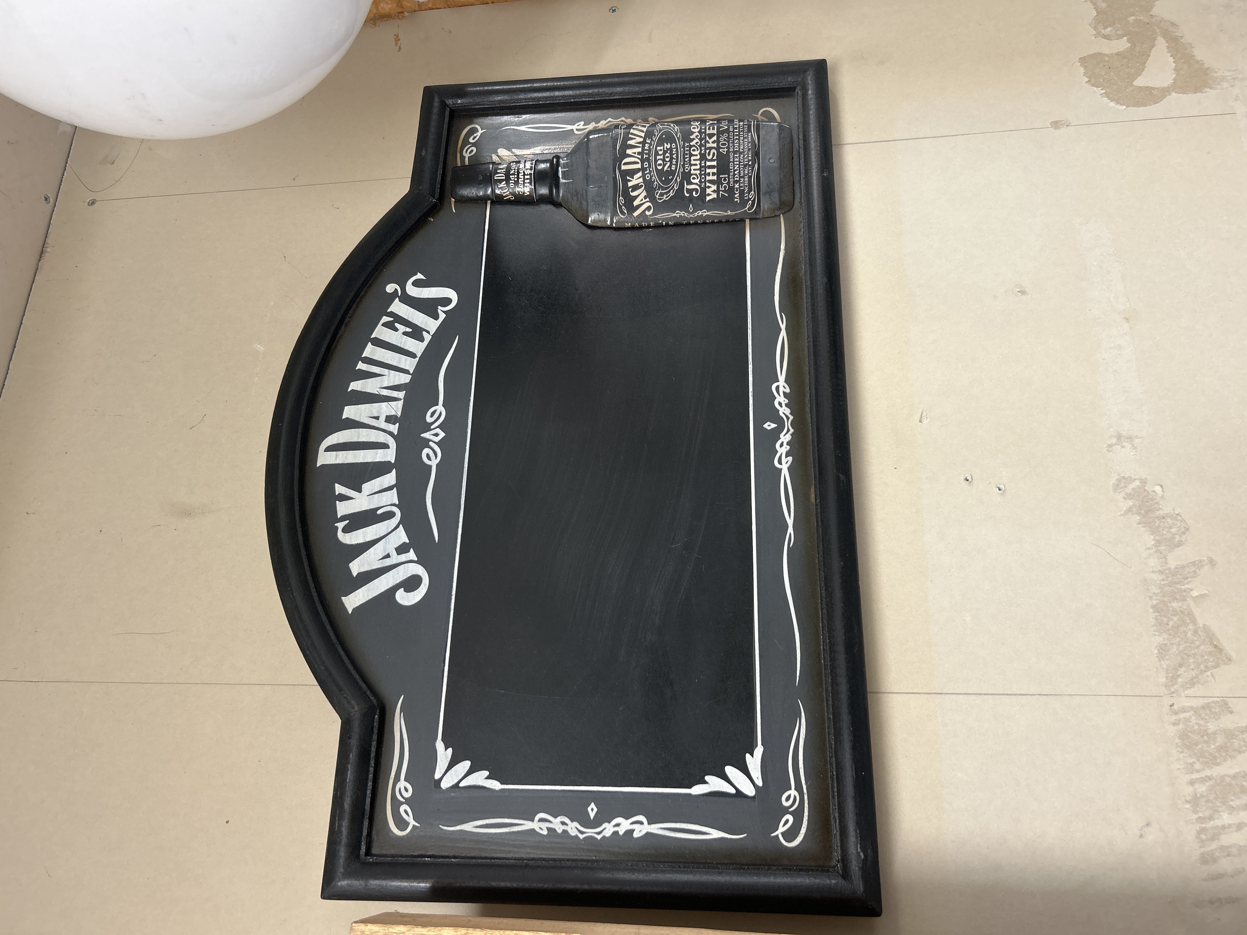 Jack Daniel's Tennessee Whiskey Advertising Chalkboard with 3D Bottle Element