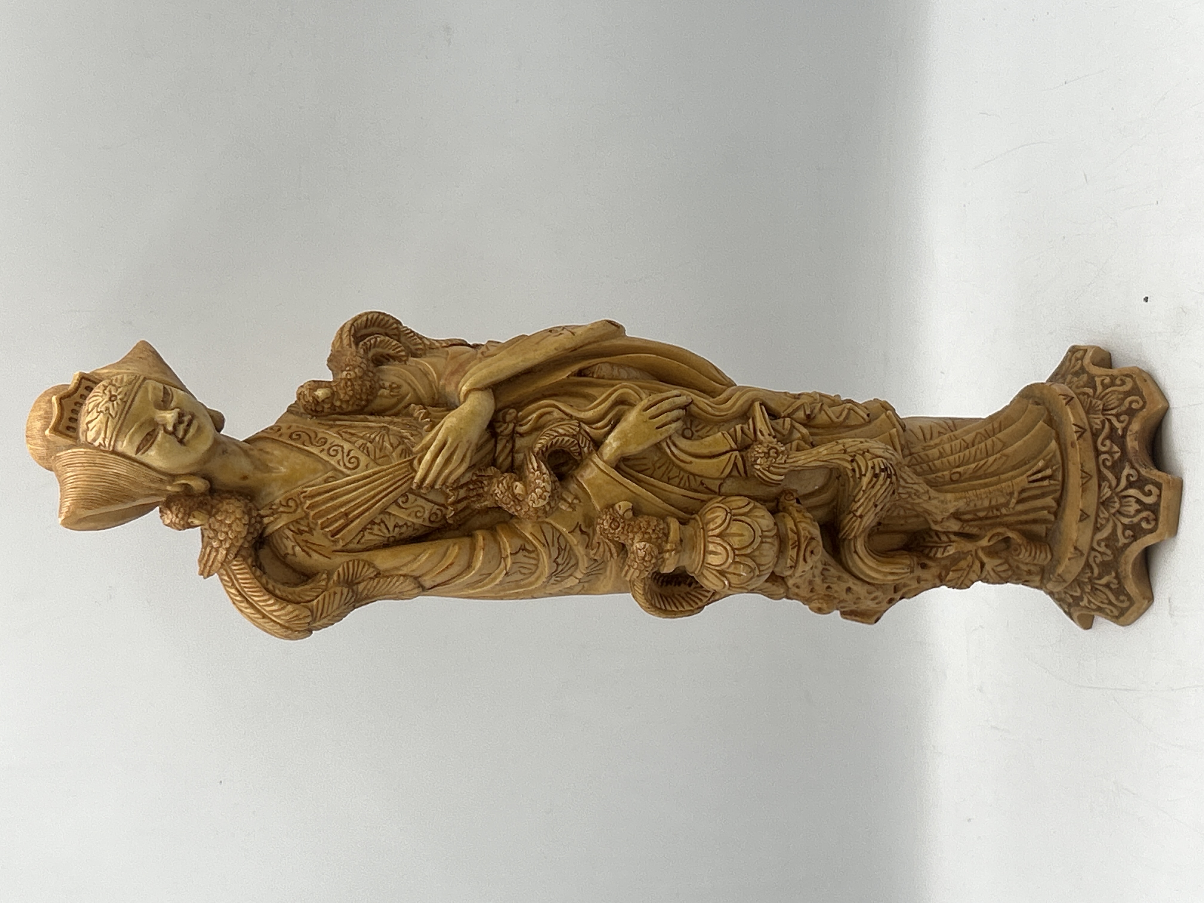 Large Chinese Style Carved Resin Figure of a Celestial Lady with Phoenixes