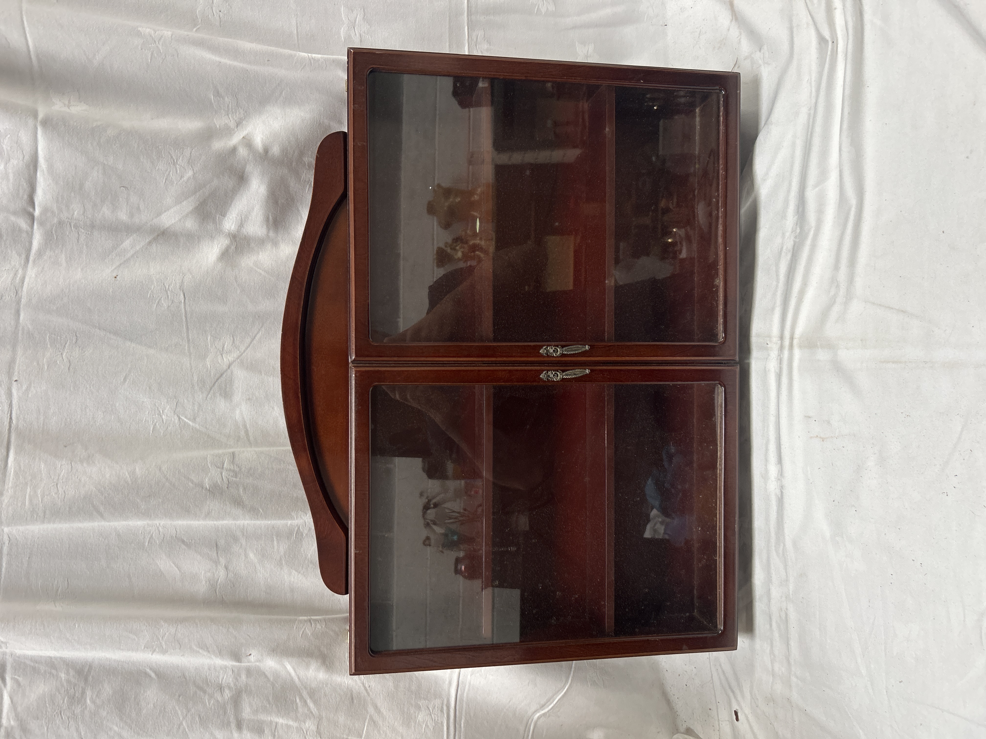 A The Bombay Company Mahogany Stained Wall Mounted Glazed Display Cabinet