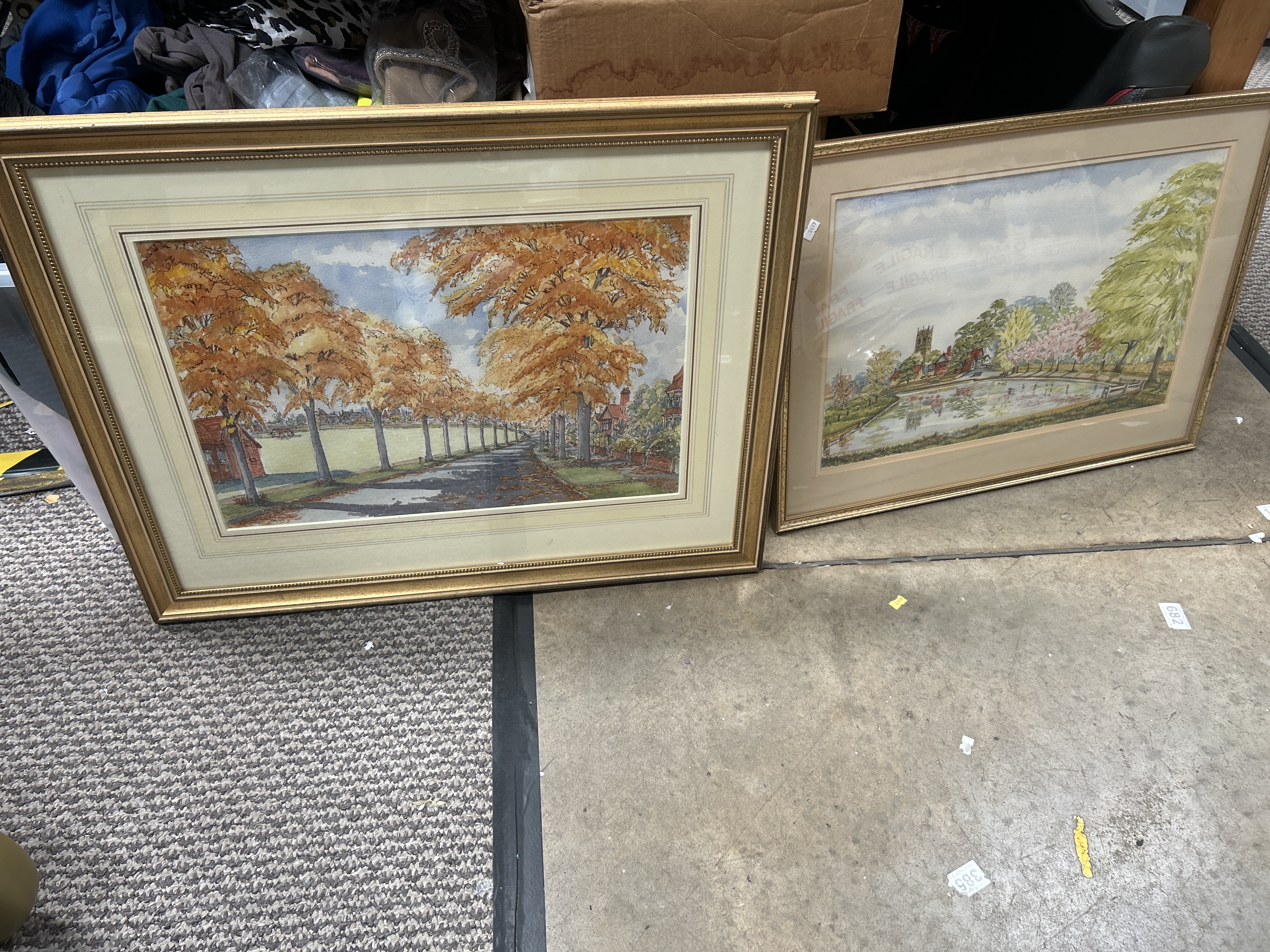Peter Rouse, A Pair of Framed Village Landscape Watercolours