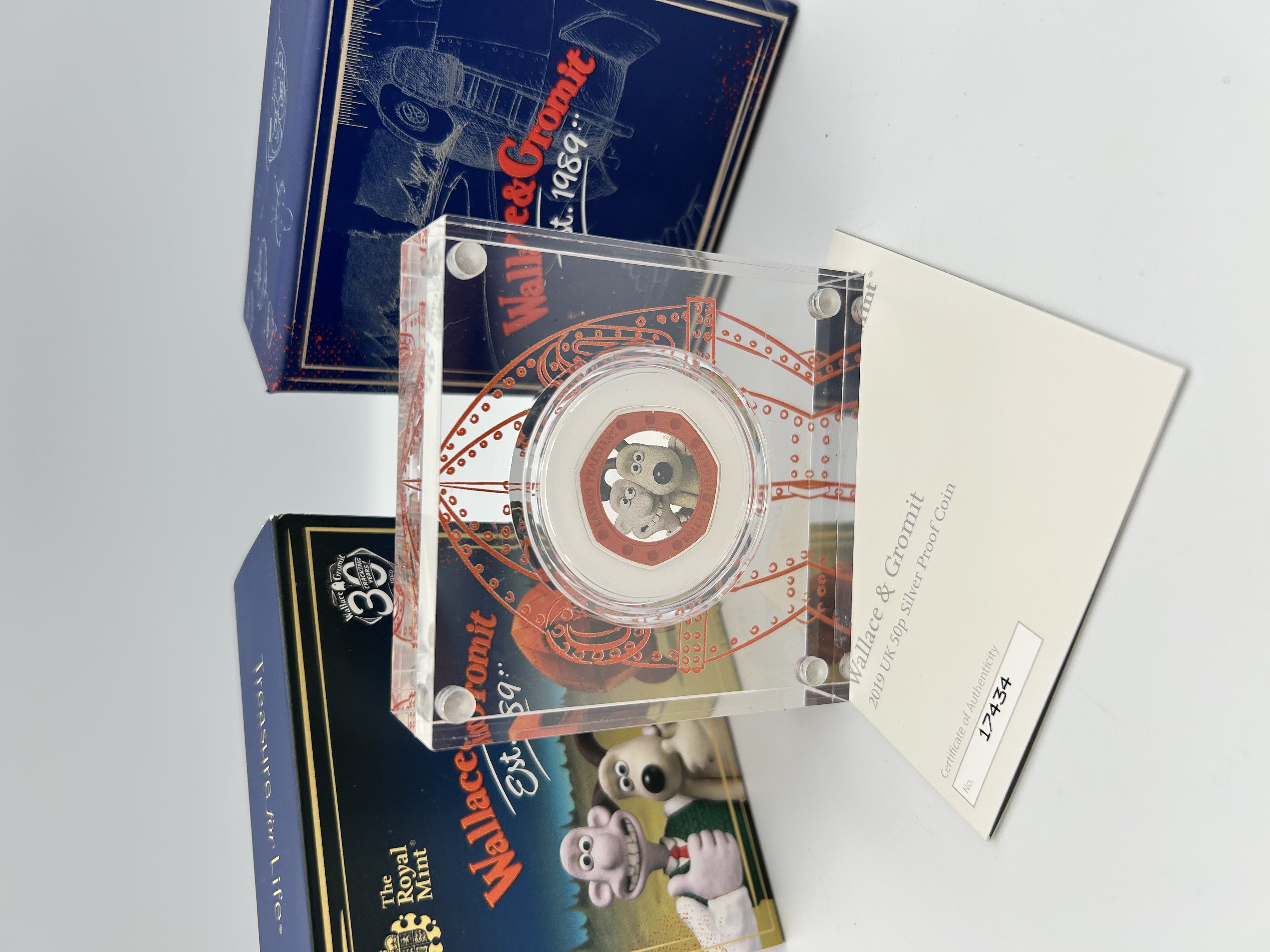 2019 UK Wallace and Gromit 30th Anniversary Silver Proof 50 Pence Coin