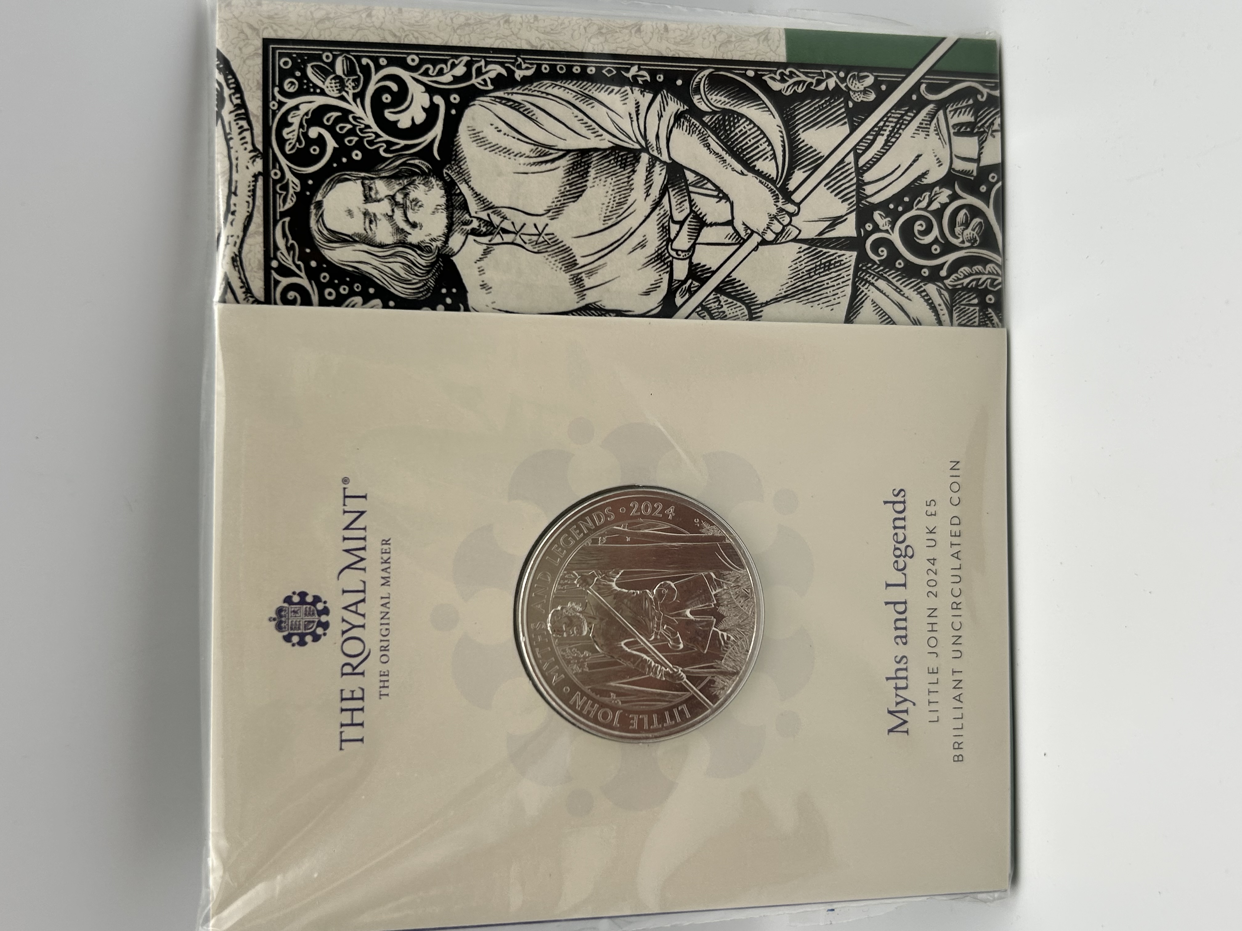 UK 2024 The Royal Mint Myths and Legends Little John £5 Brilliant Uncirculated Coin Pack