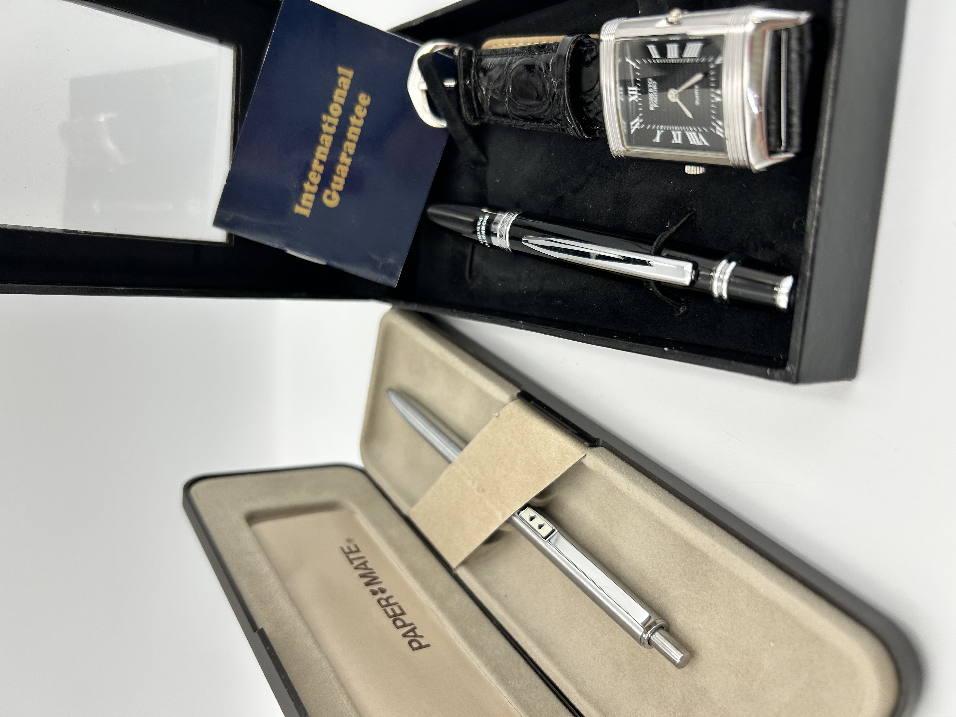 Two Boxed Sets comprising a Roberto Paggio Quartz Watch and Pen Gift Set and a Vintage Paper Mate Ballpoint Pen