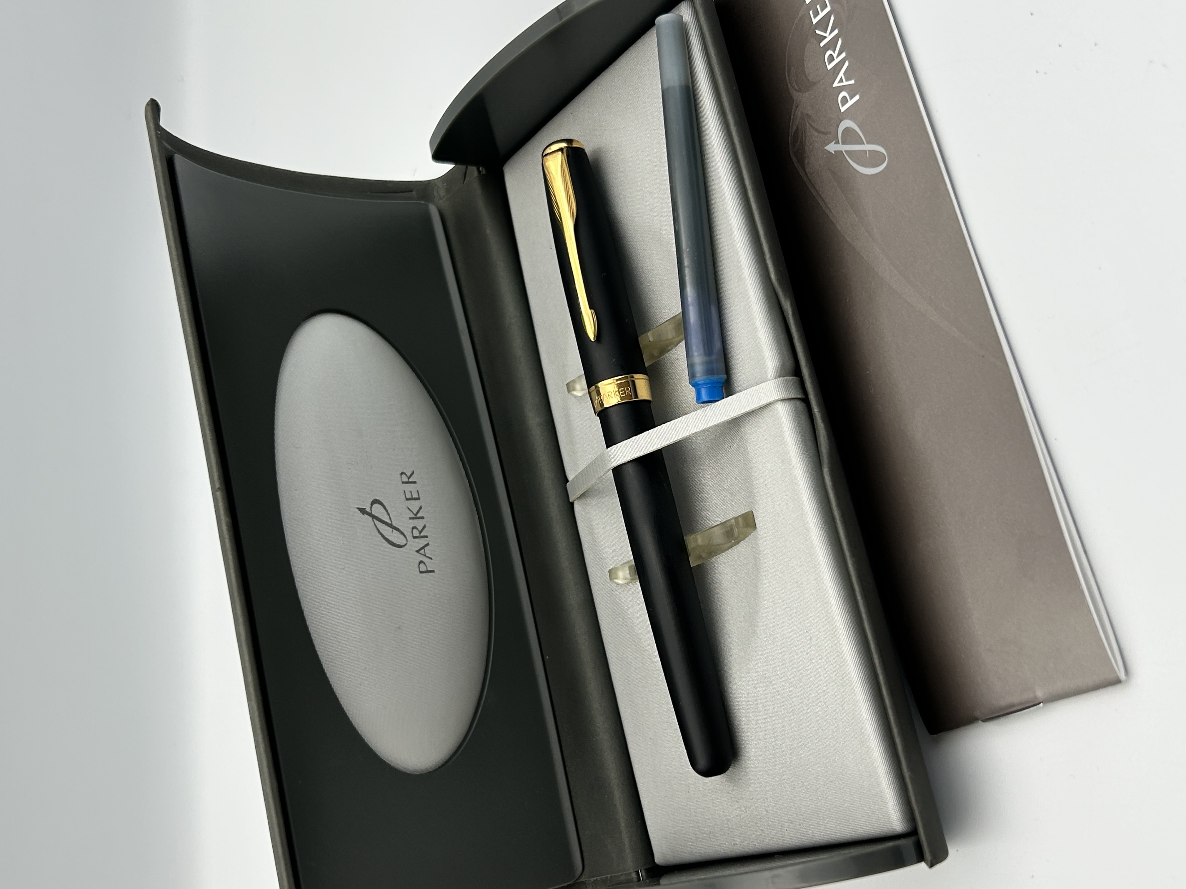 Parker Sonnet Matte Black and Gold Trim Fountain Pen with Case