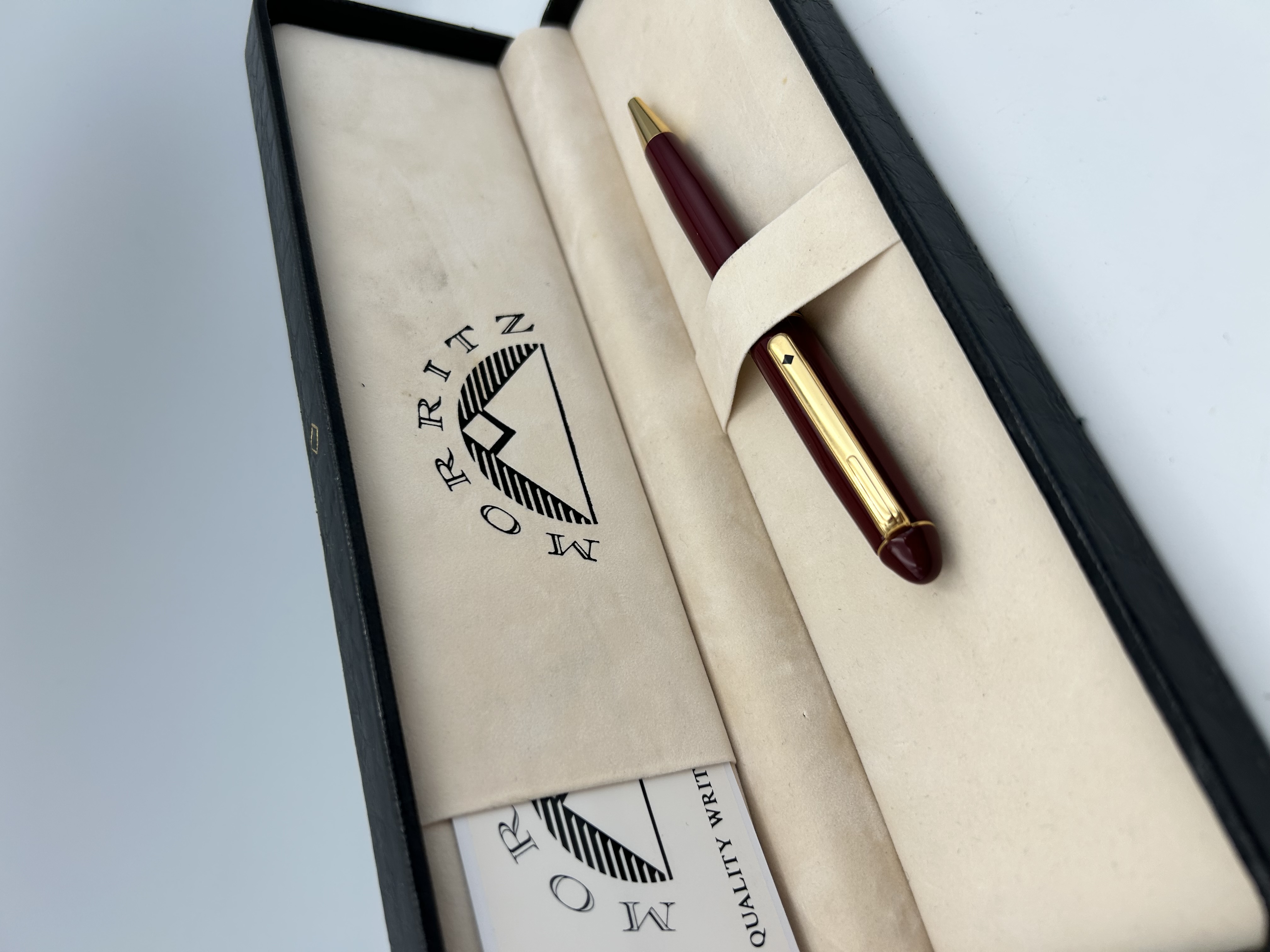 Moritz Burgundy and Gold-Toned Ballpoint Pen in Original Case
