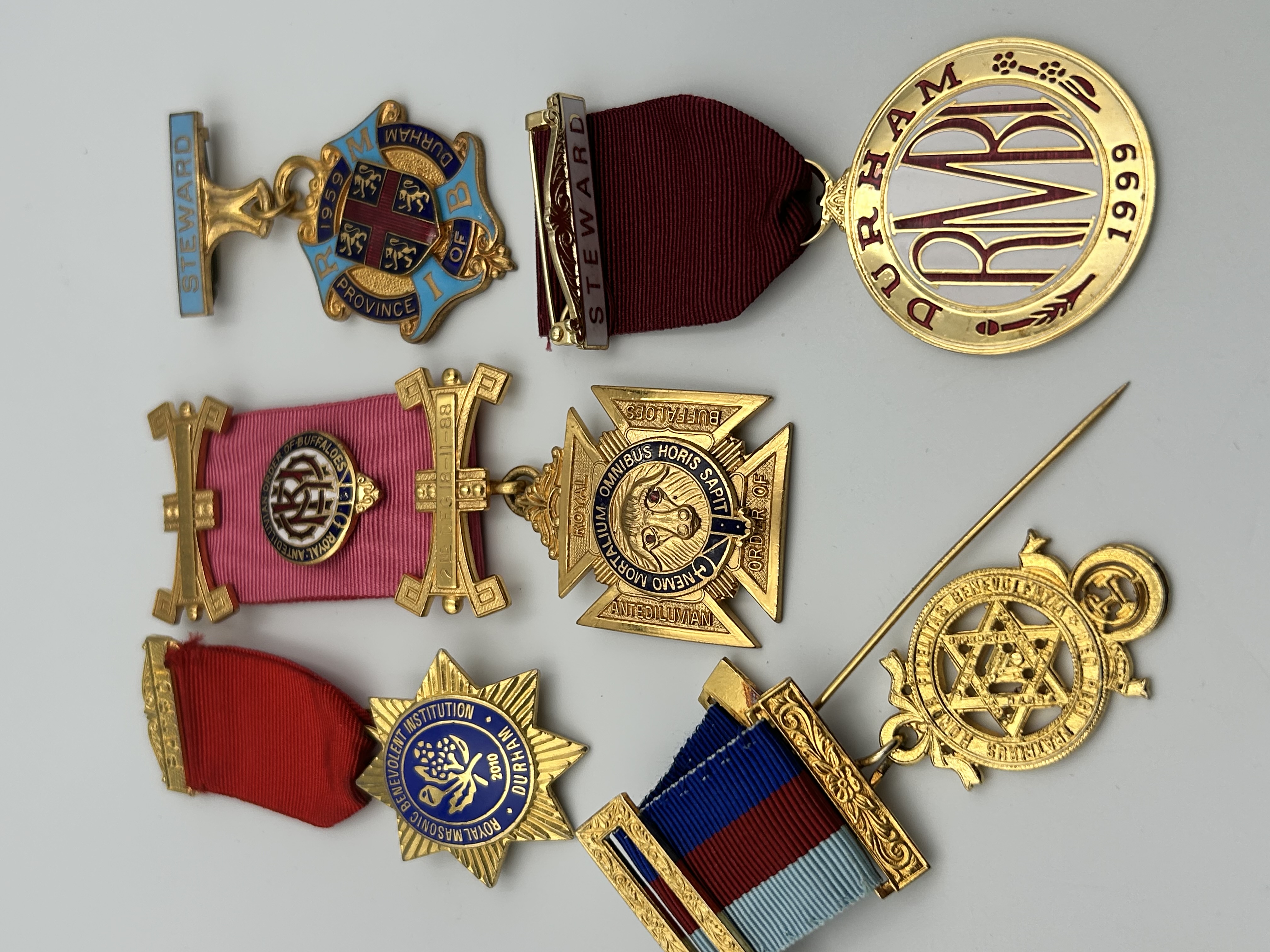 A Collection of Masonic and Royal Antediluvian Order of Buffaloes Durham Medals and Badges