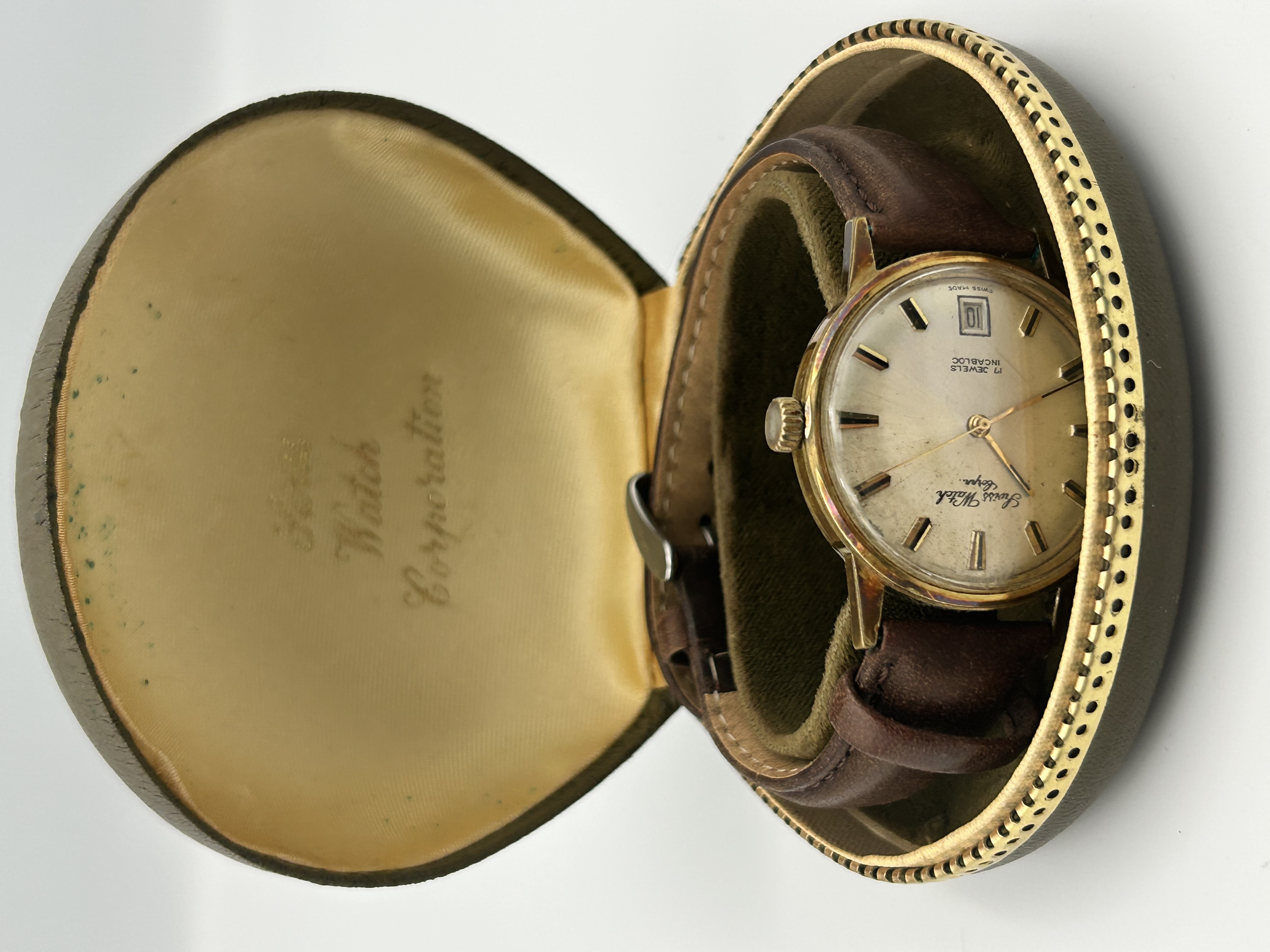 Swiss Watch Corporation 17 Jewels Mechanical Wristwatch with Original Box, Running When Listed