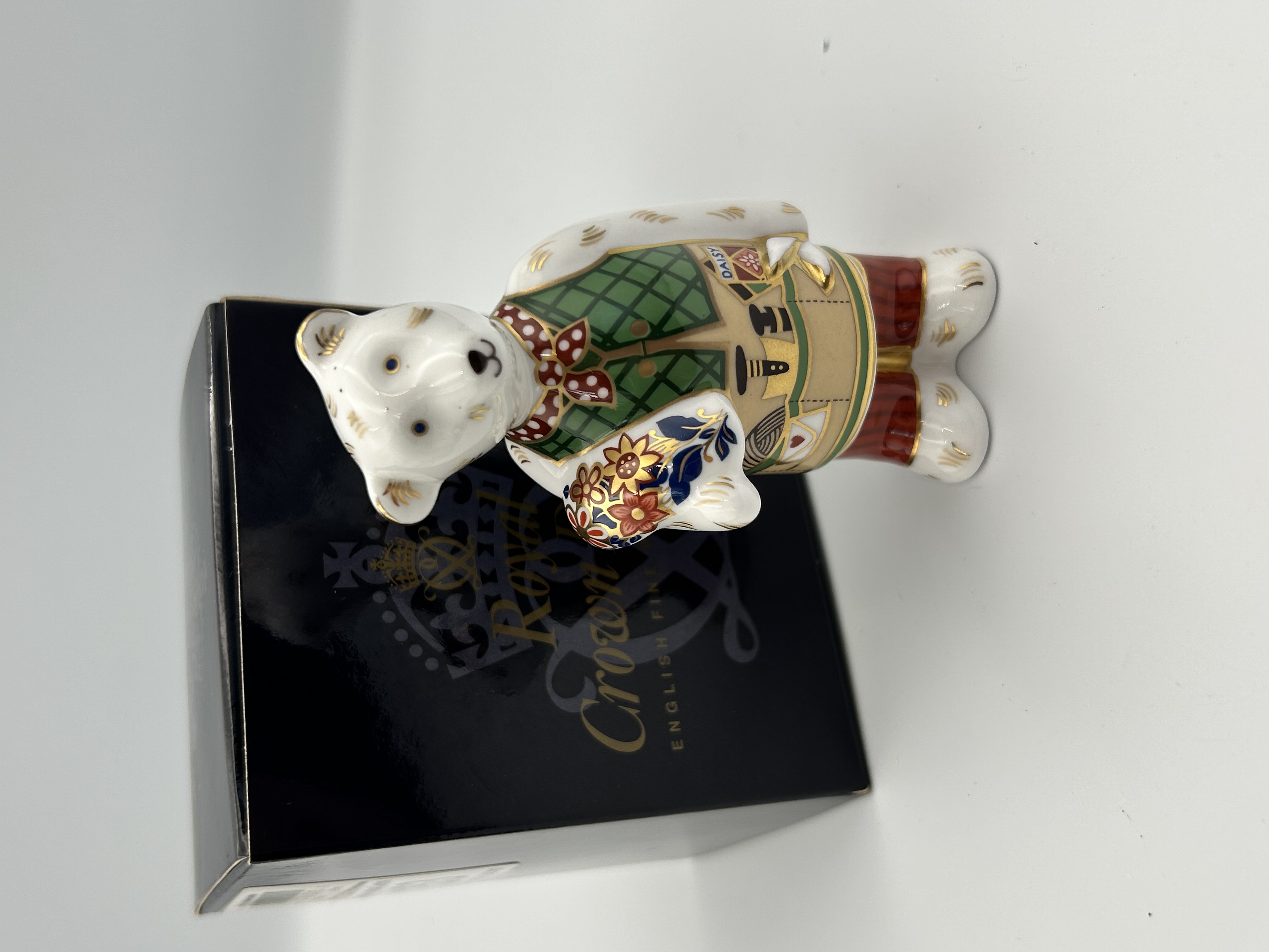 Royal Crown Derby Miniature Bear Collection Gardener Daisy Figurine