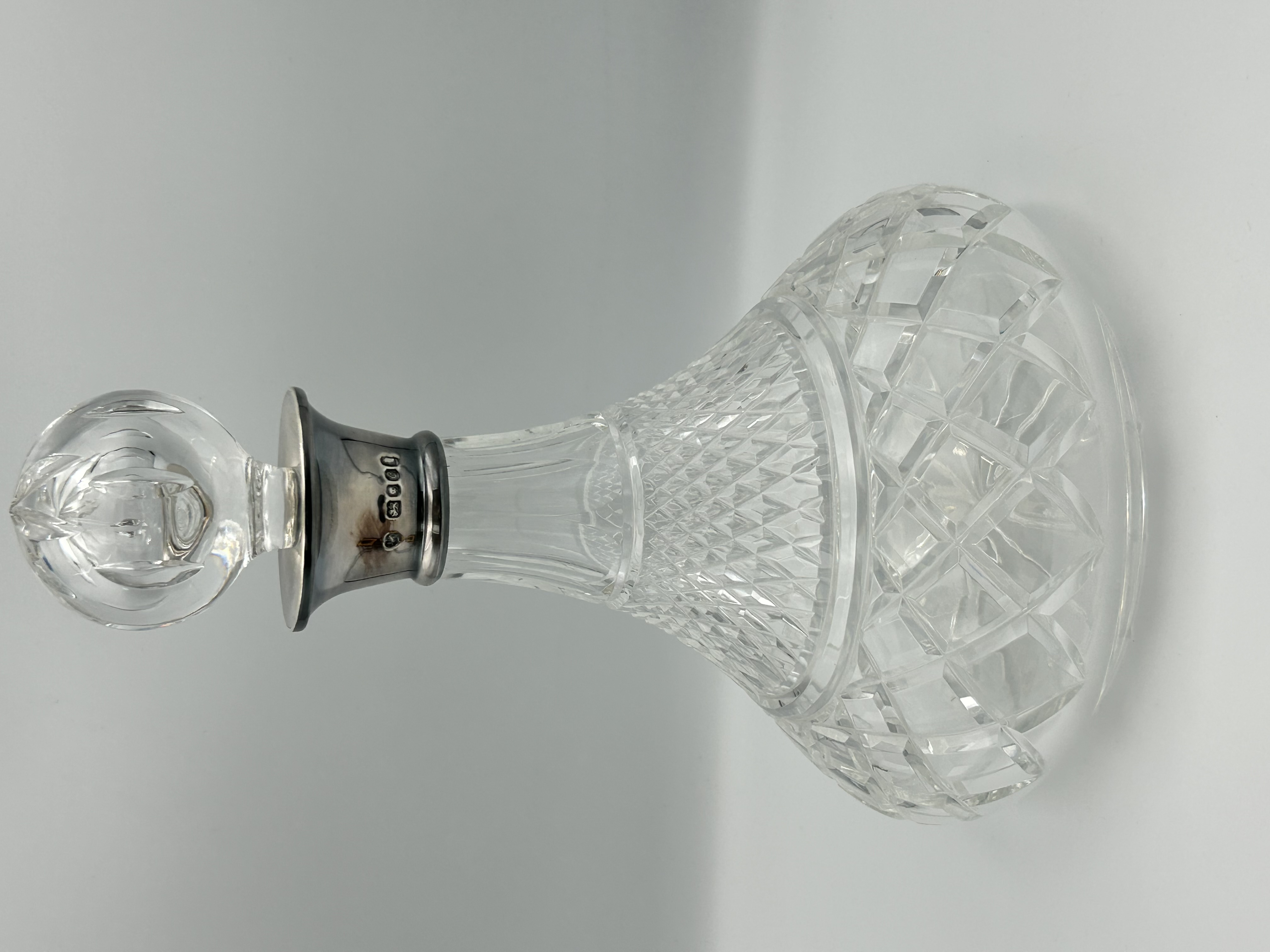 Stunning Victorian Silver-Mounted Cut Crystal Ship's Decanter, John Grinsell & Sons, London 1878