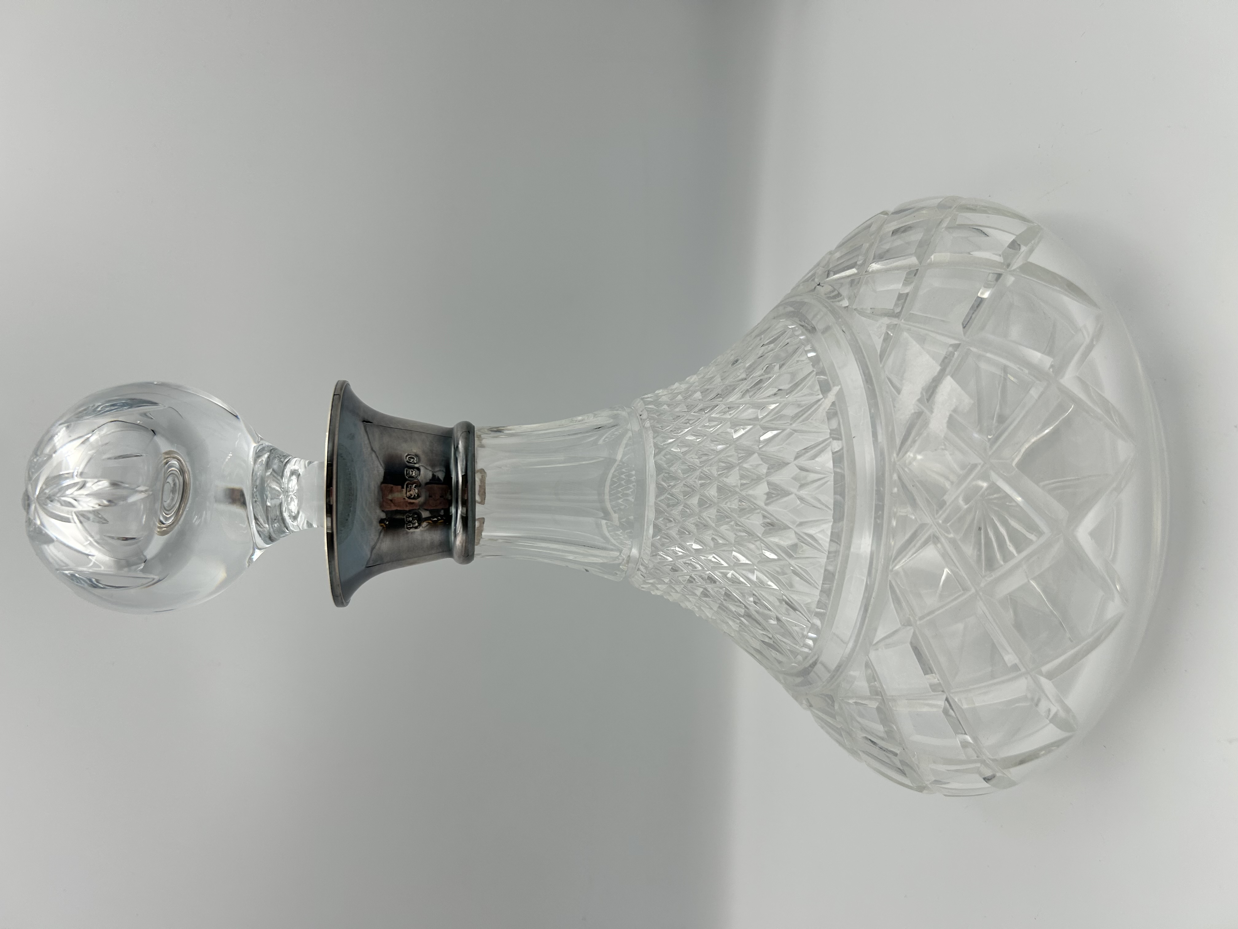 Fabulous George V Sterling Silver Mounted Cut Glass Decanter London 1922