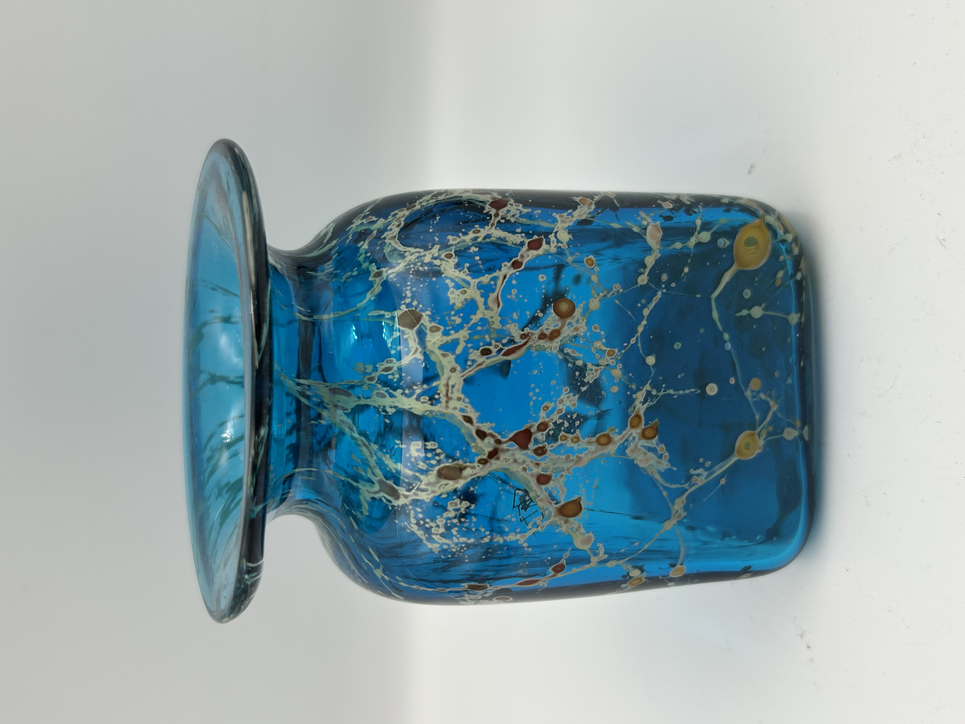 Mdina Glass Blue Crizzle Vase
