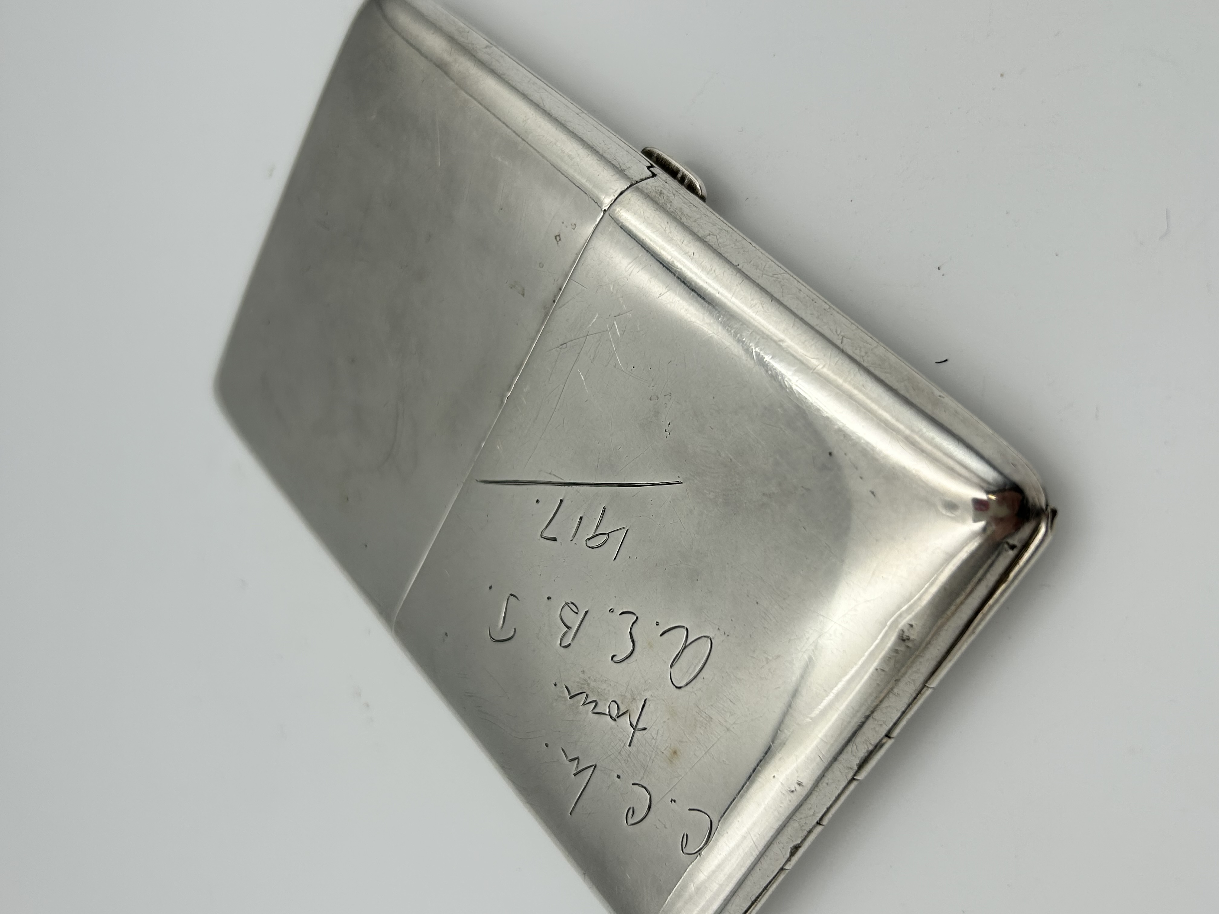 A George V Sterling Silver Cigarette Case, W.H. Sparrow Ltd ?, Birmingham, 1917 ,220g