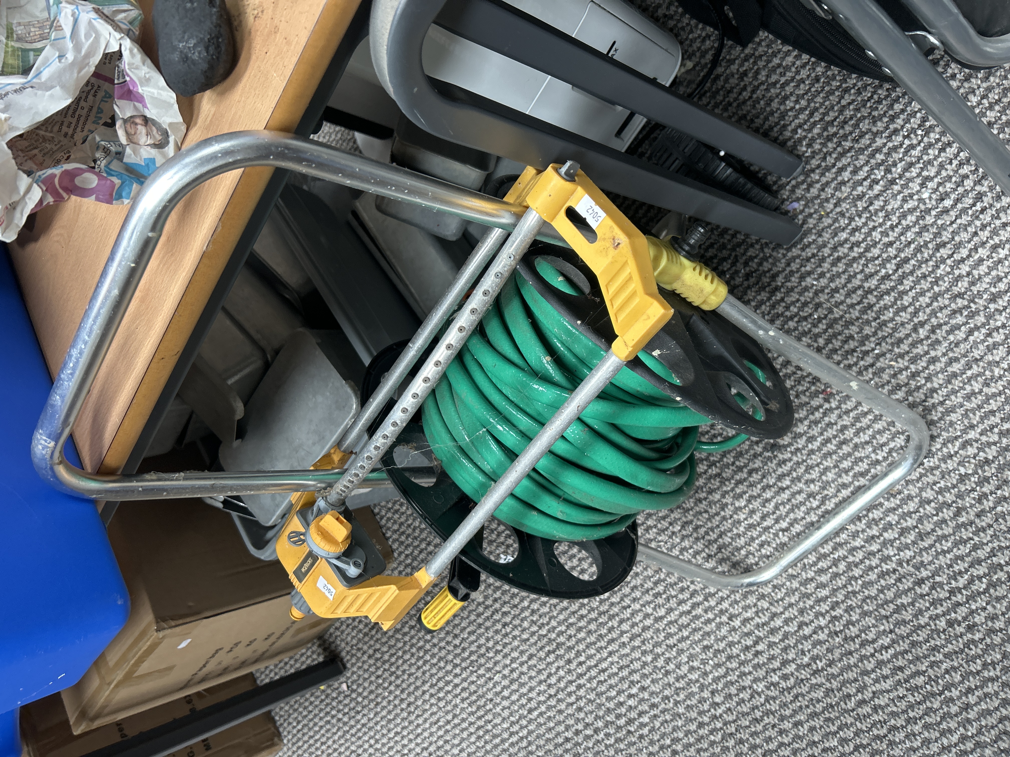 Hozelock Garden Hose Reel Cart with Integrated Oscillating Sprinkler and Hose