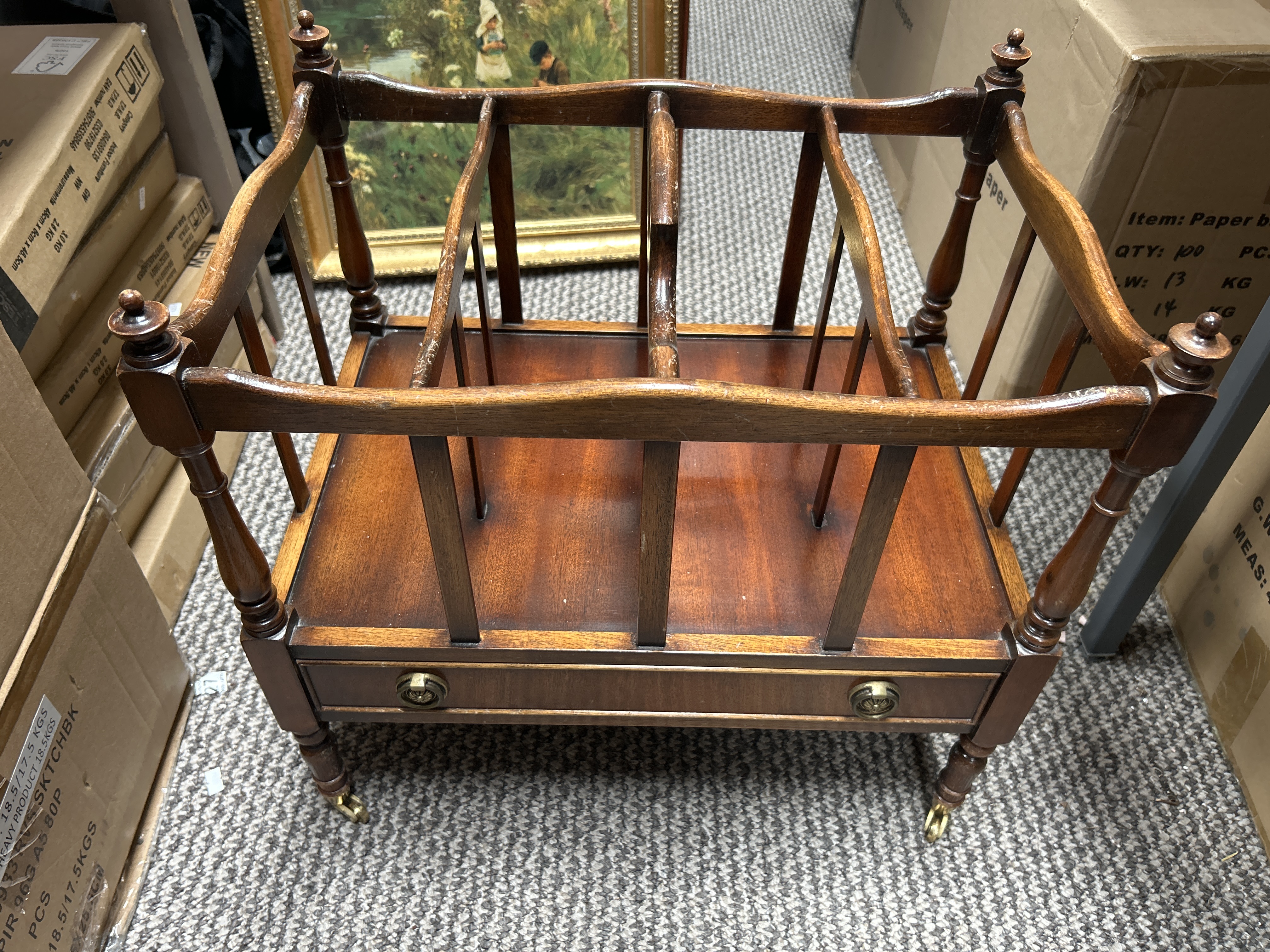Early 20th Century Mahogany Three Division Canterbury