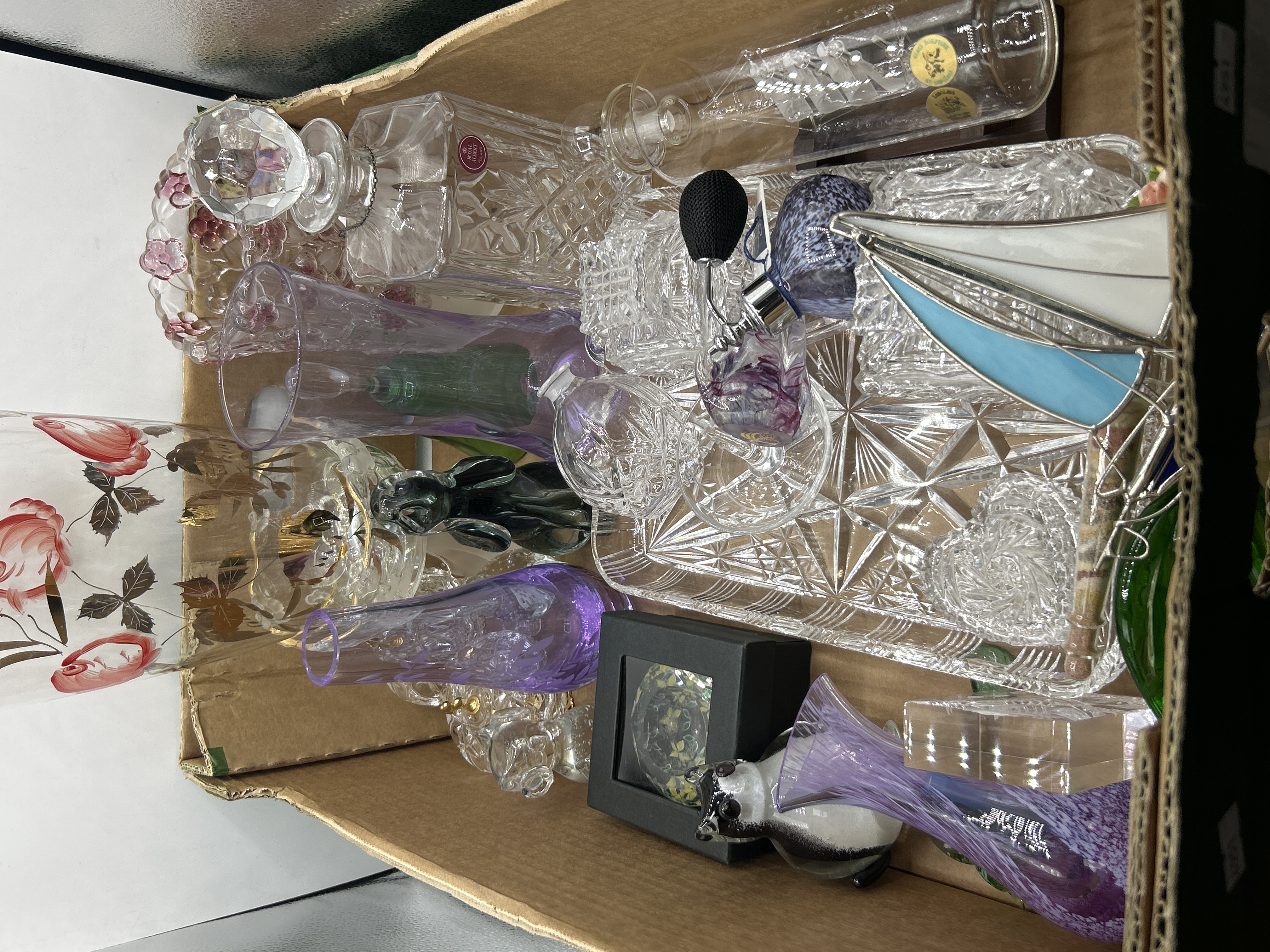 A Collection of Decorative Glass and Cut Crystal including Royal Albert, Caithness, and Langlass