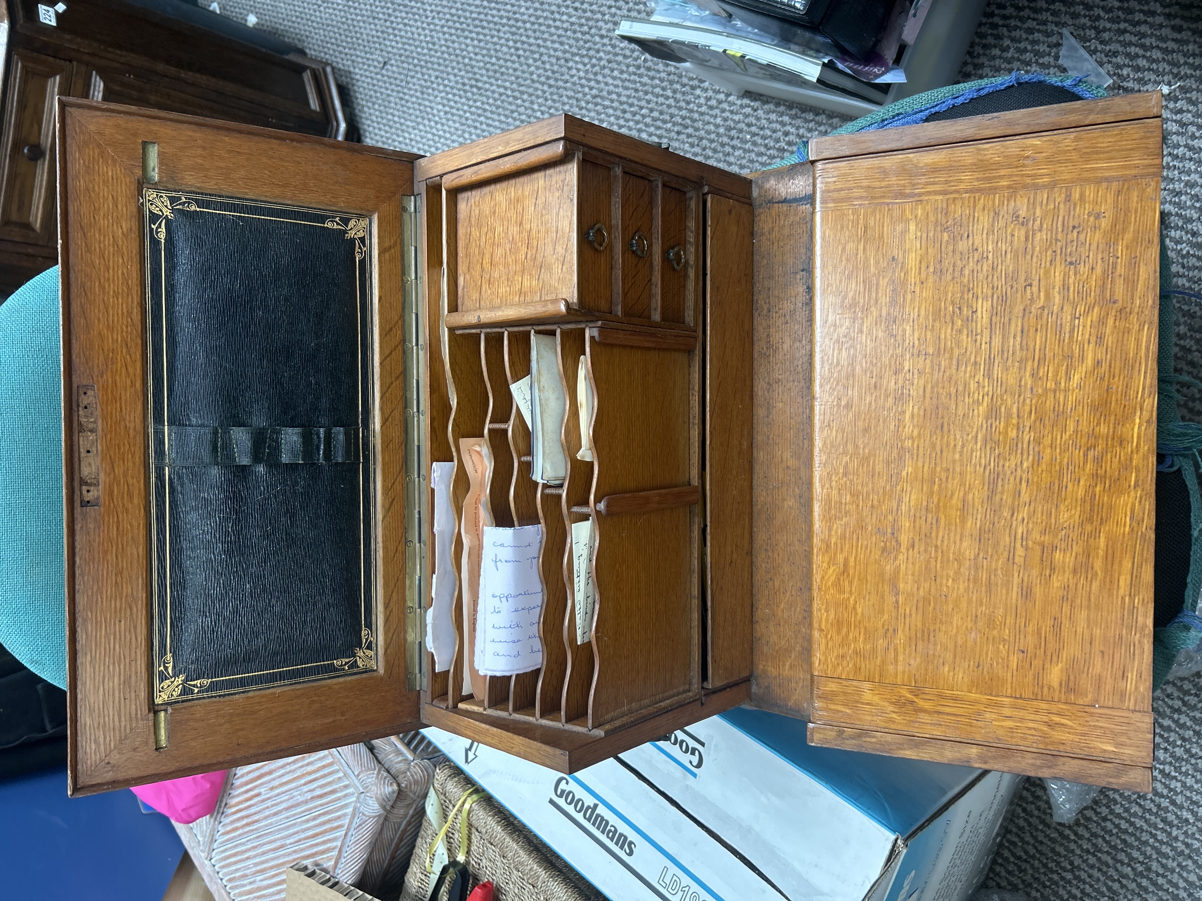 A Victorian Oak Stationery Cabinet by Chapman's London