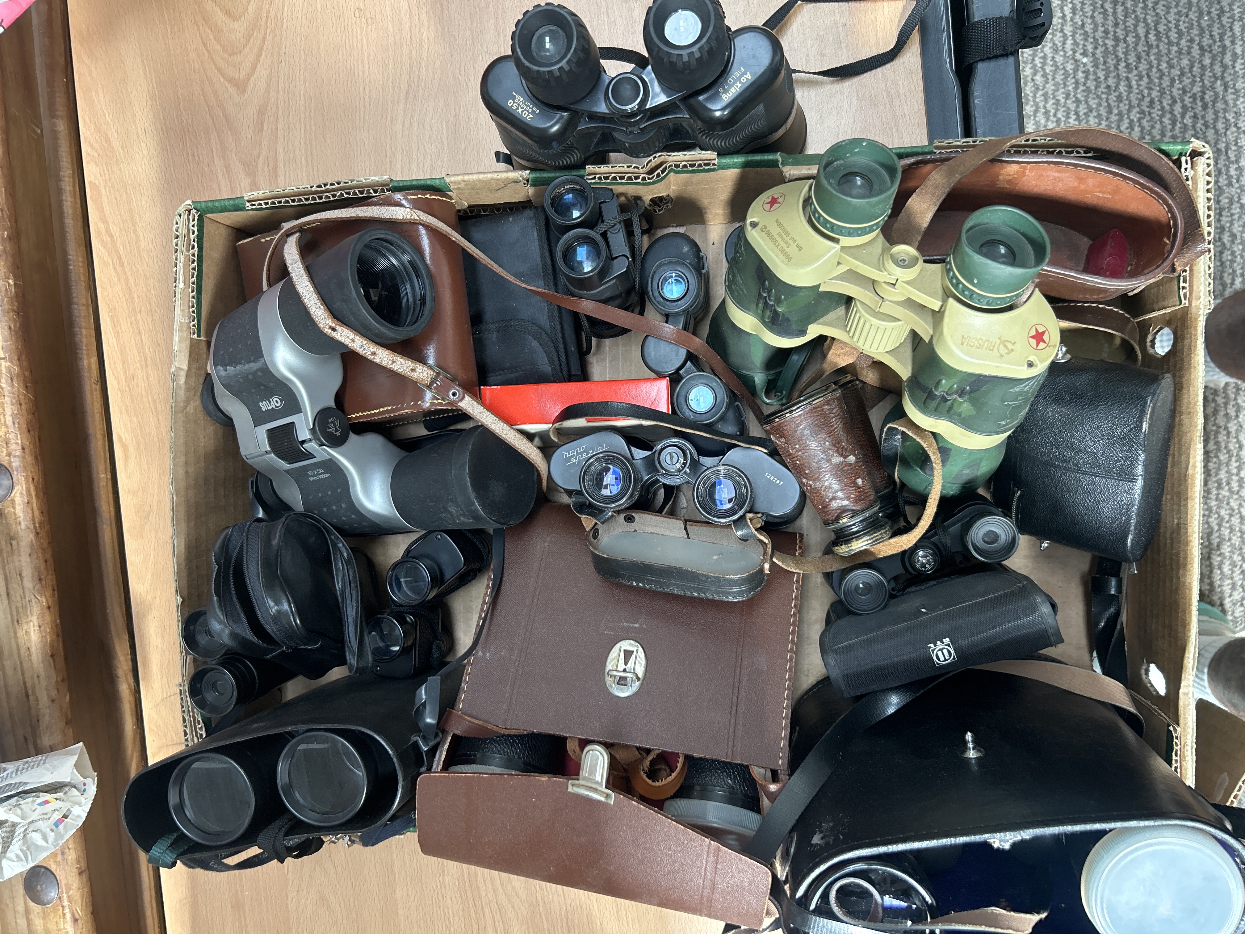 A Collection of Vintage and Modern Binoculars and Field Glasses