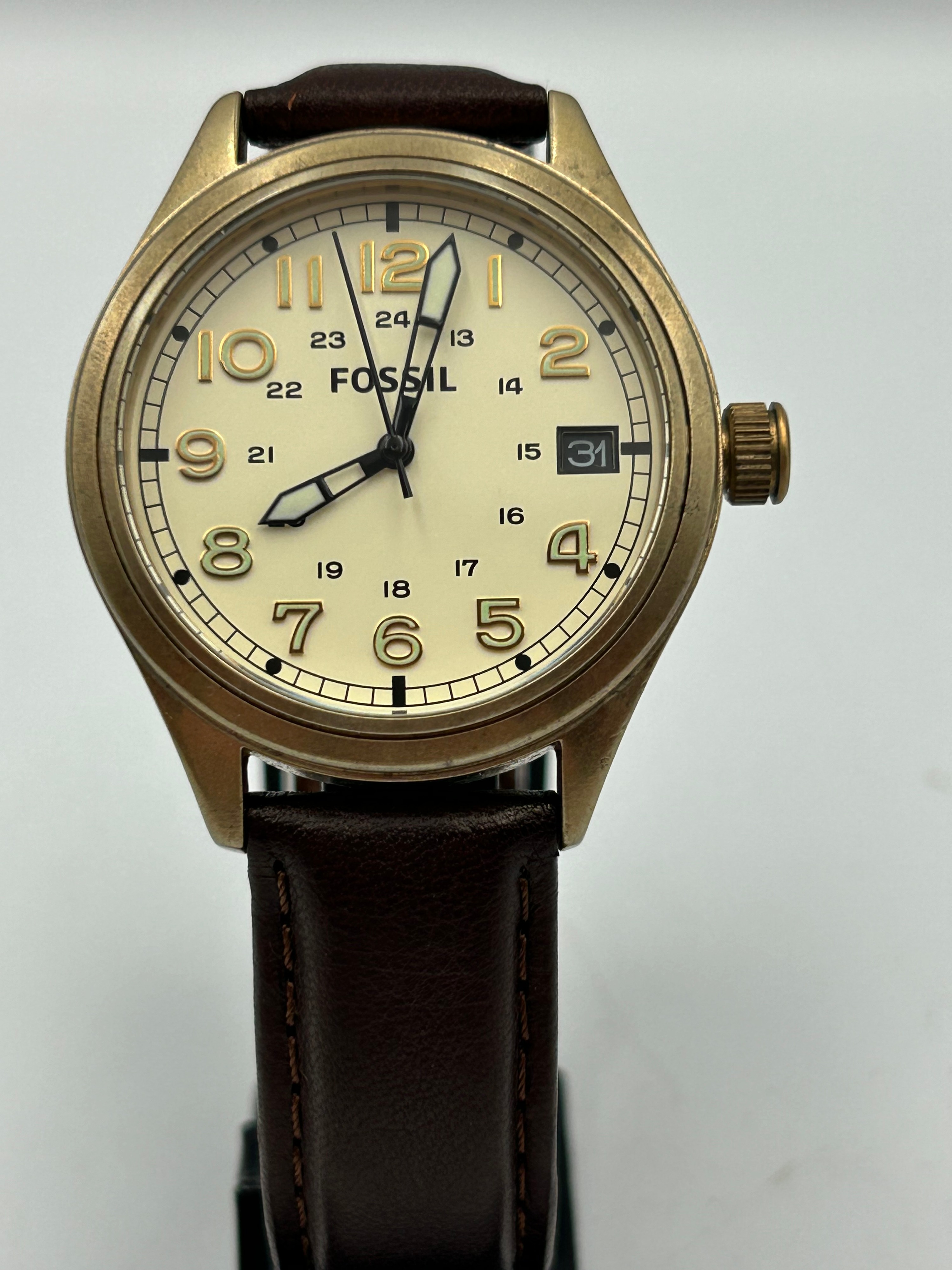 Fossil Field Bronzed Effect Quartz? Wristwatch DE1001? Running when listed.