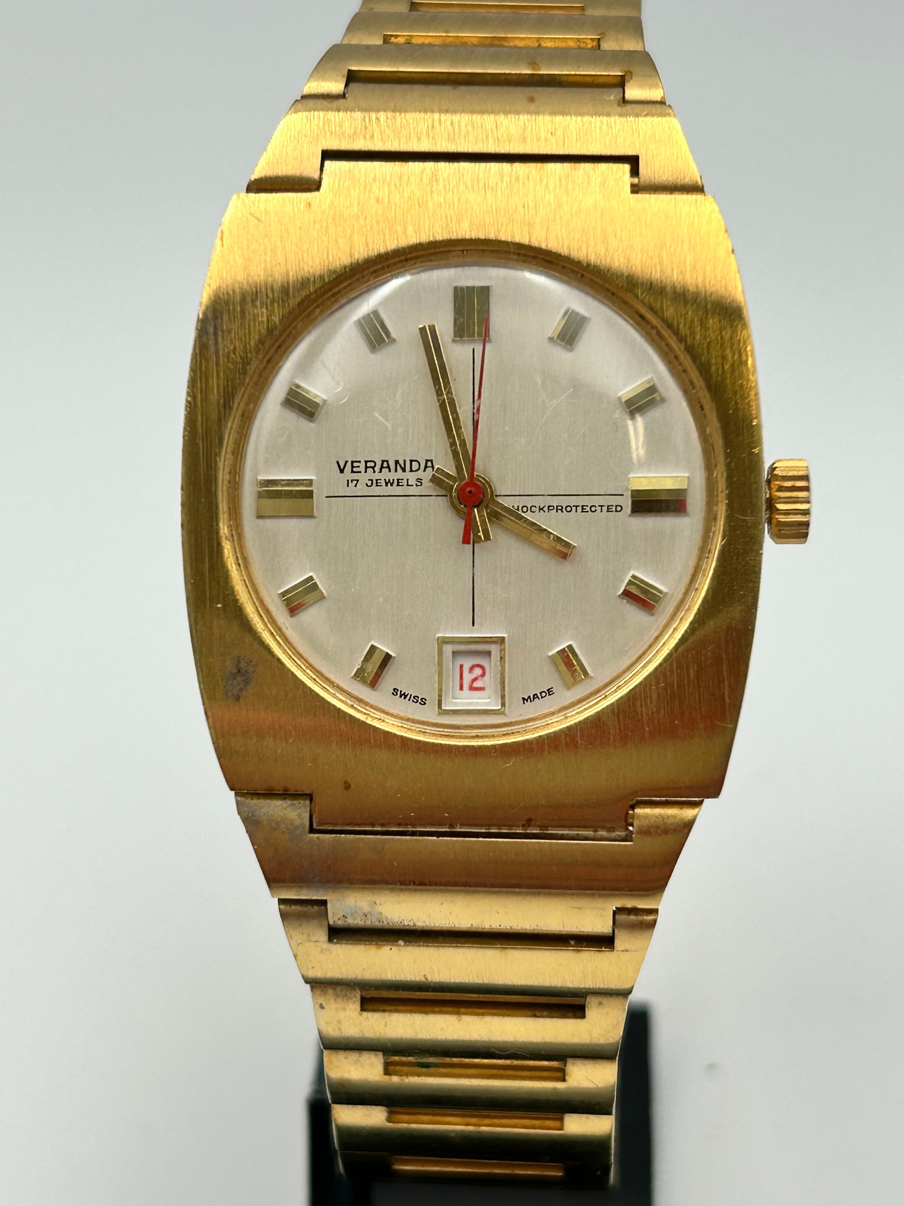 Veranda Gilt Metal Effect Wristwatch, 1970s? ,Running When Listed