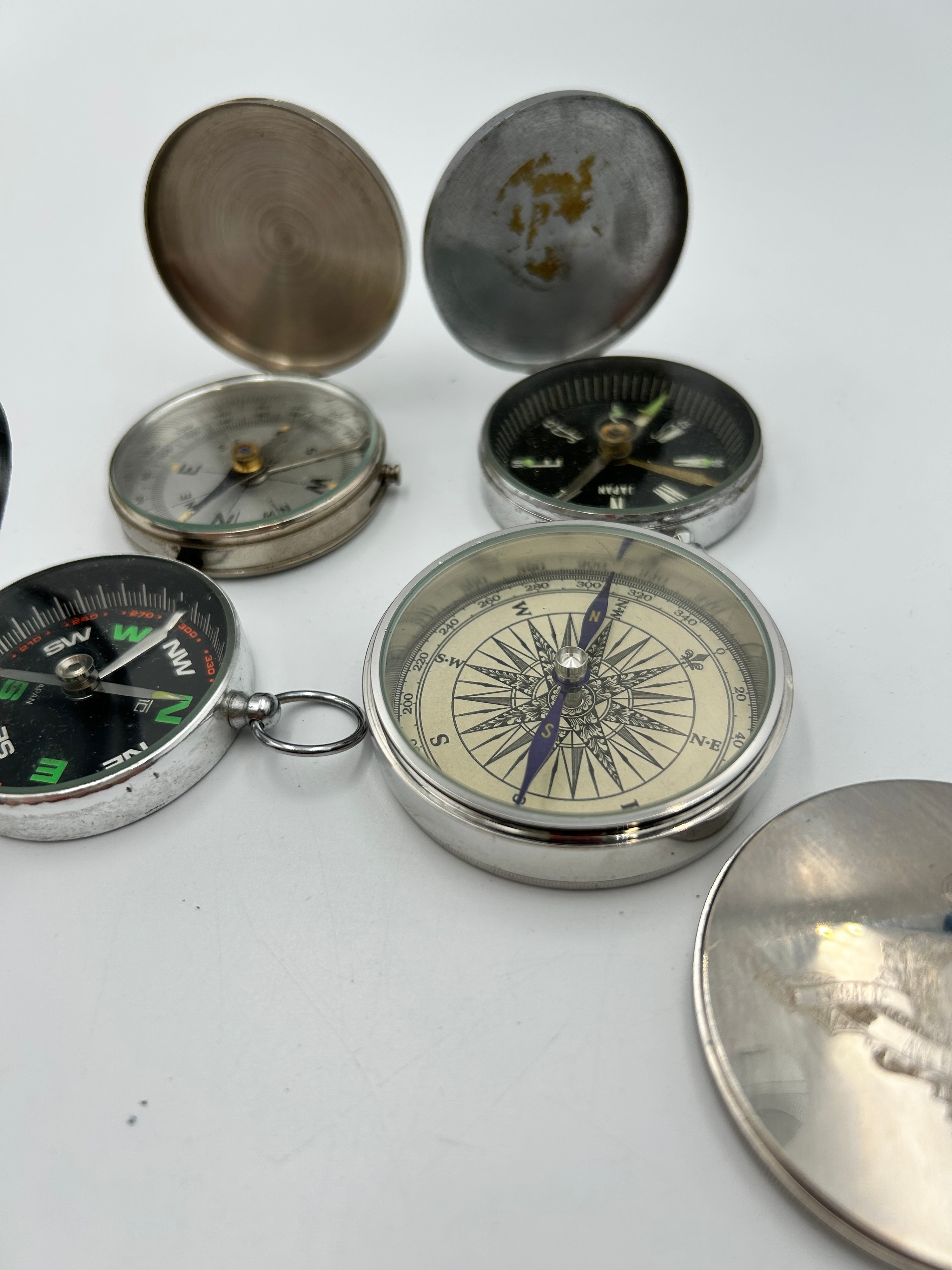 Antique and Vintage White Metal? Pocket Compasses Including an RMS Lusitania Commemorative Example