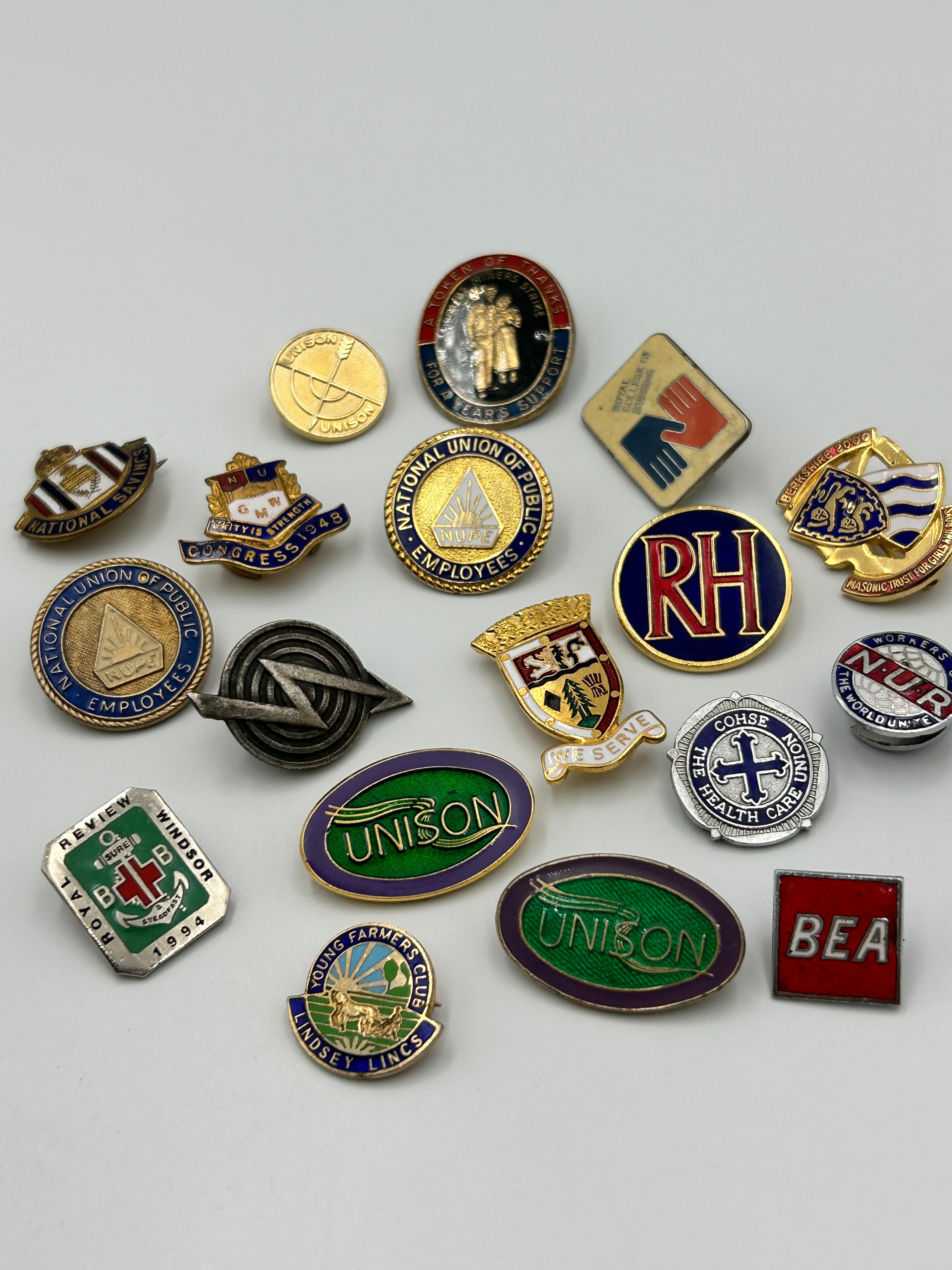 A Collection of British Gilt-Metal Effect and Enamel Trade Union and Public Service Badges