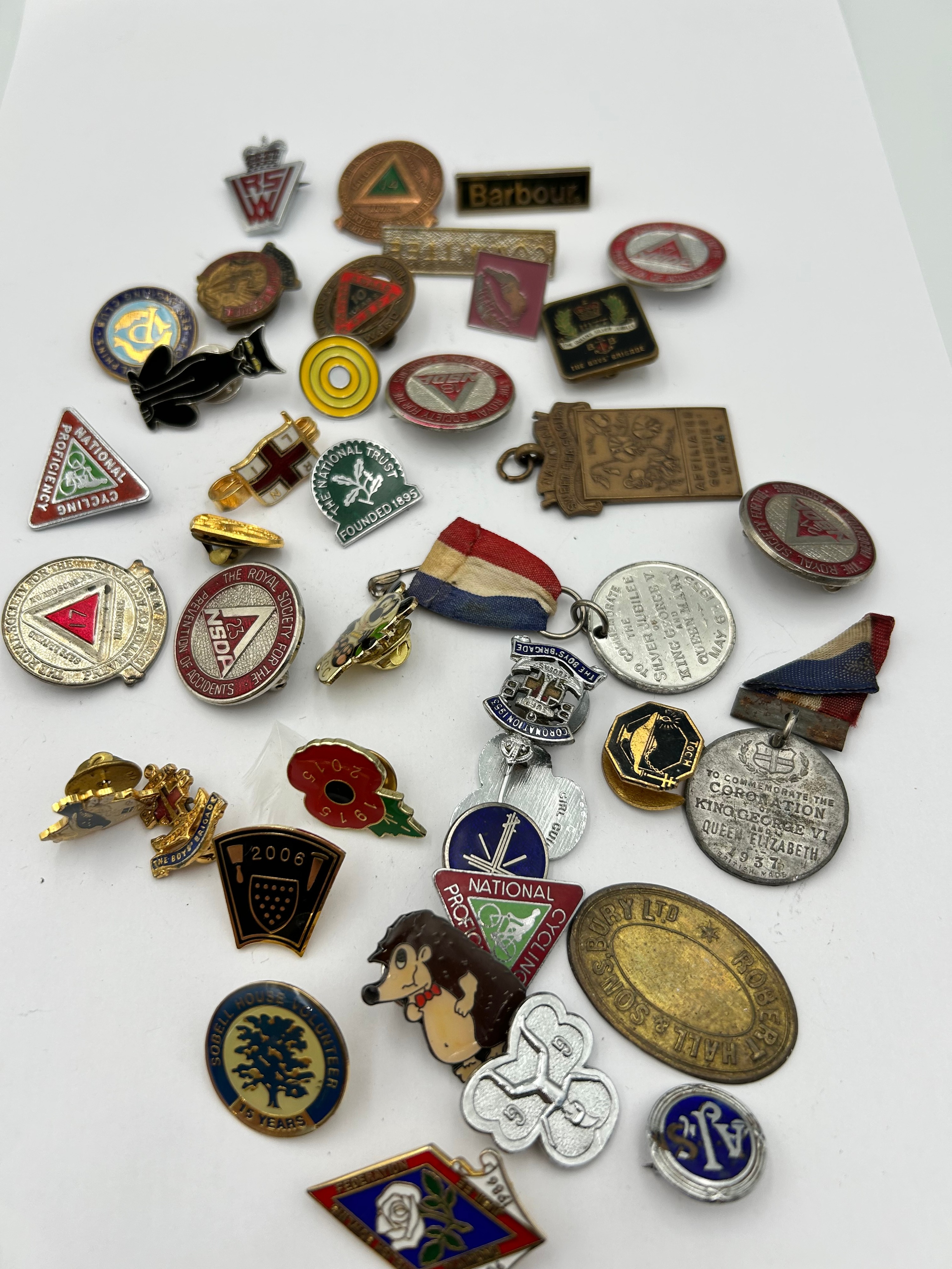 A Collection of Enamelled and White Metal Lapel Badges and Commemorative Medals, 20th Century