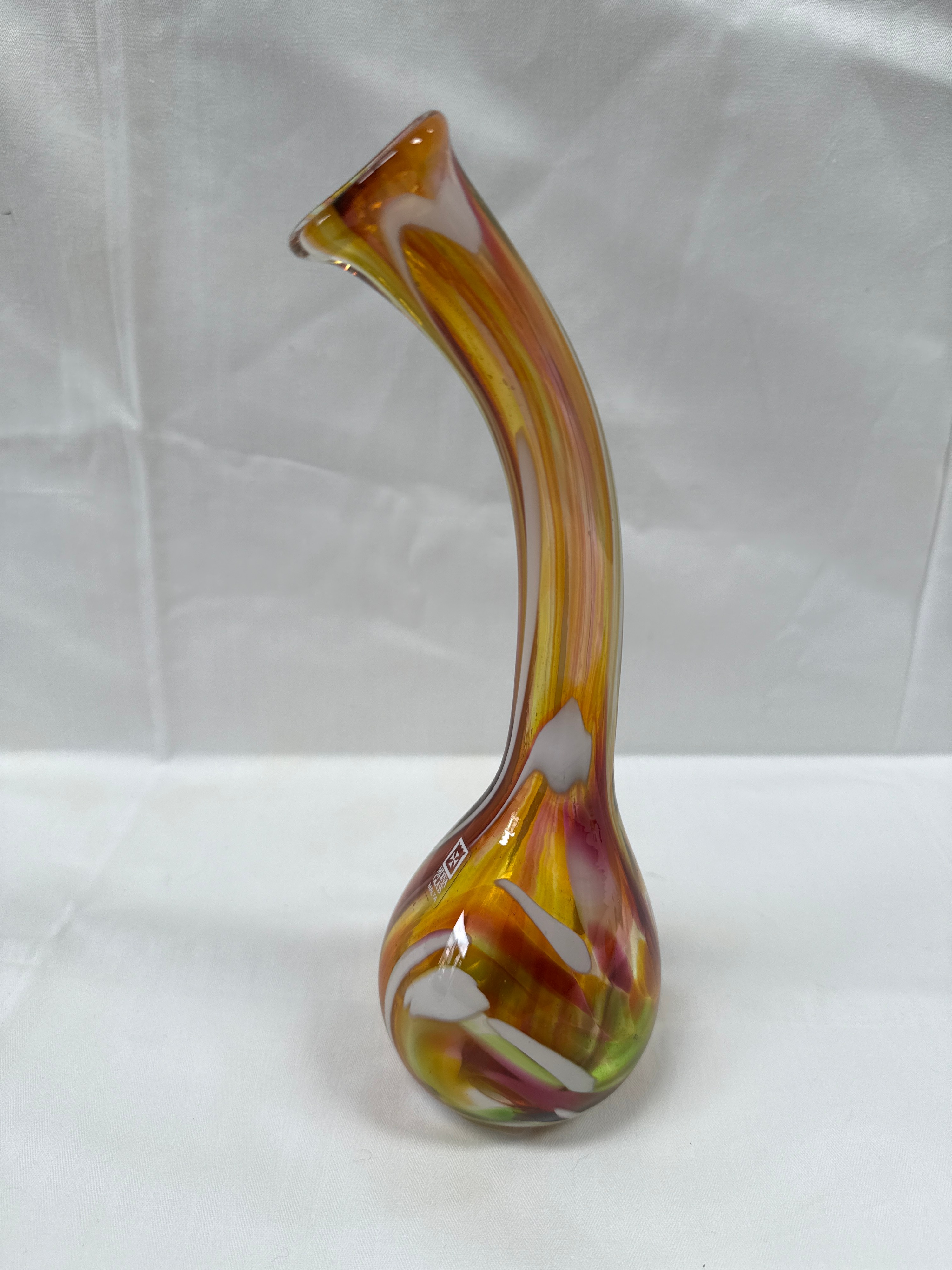 Late 20th Century Mdina Glass Studio Pulled Neck Glass Vase