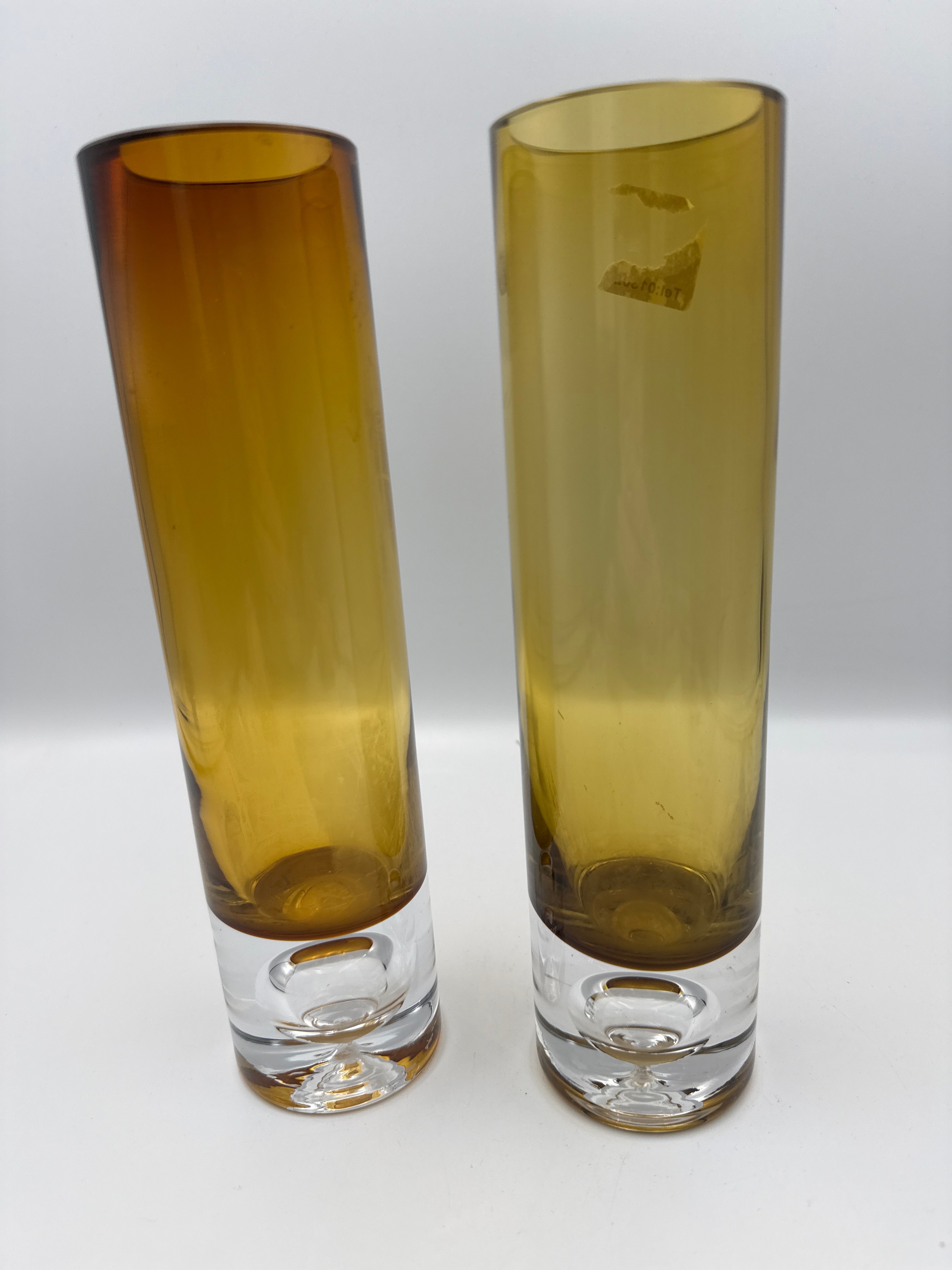 A Finnish Mid-Century Modern Amber Glass Vase Collection by Iittala?