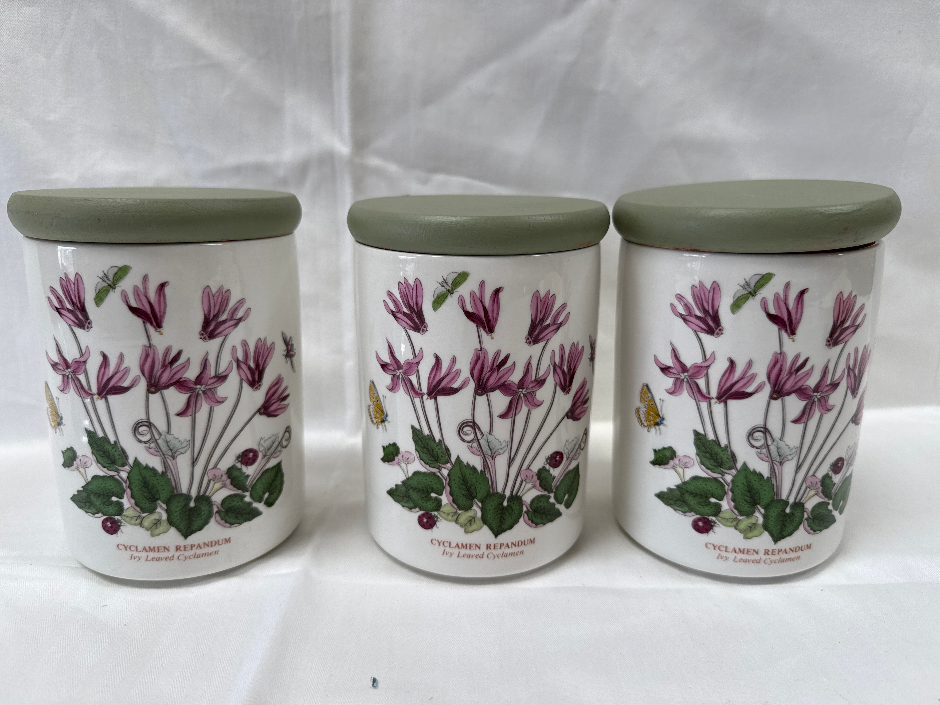 A Trio of Portmeirion Glazed Earthenware Botanic Garden Storage Jars