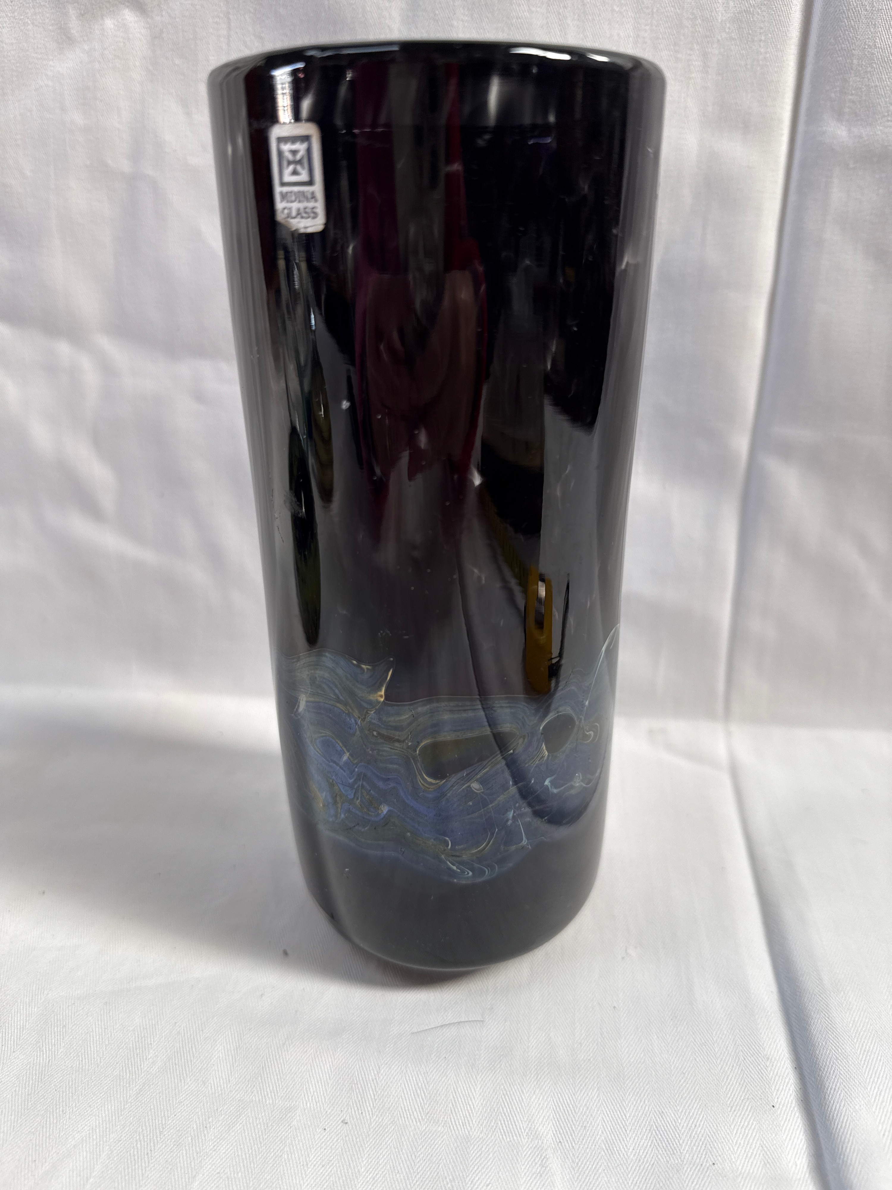 Mdina Glass Modernist Smoky Art Glass Tapering Cylindrical Vase