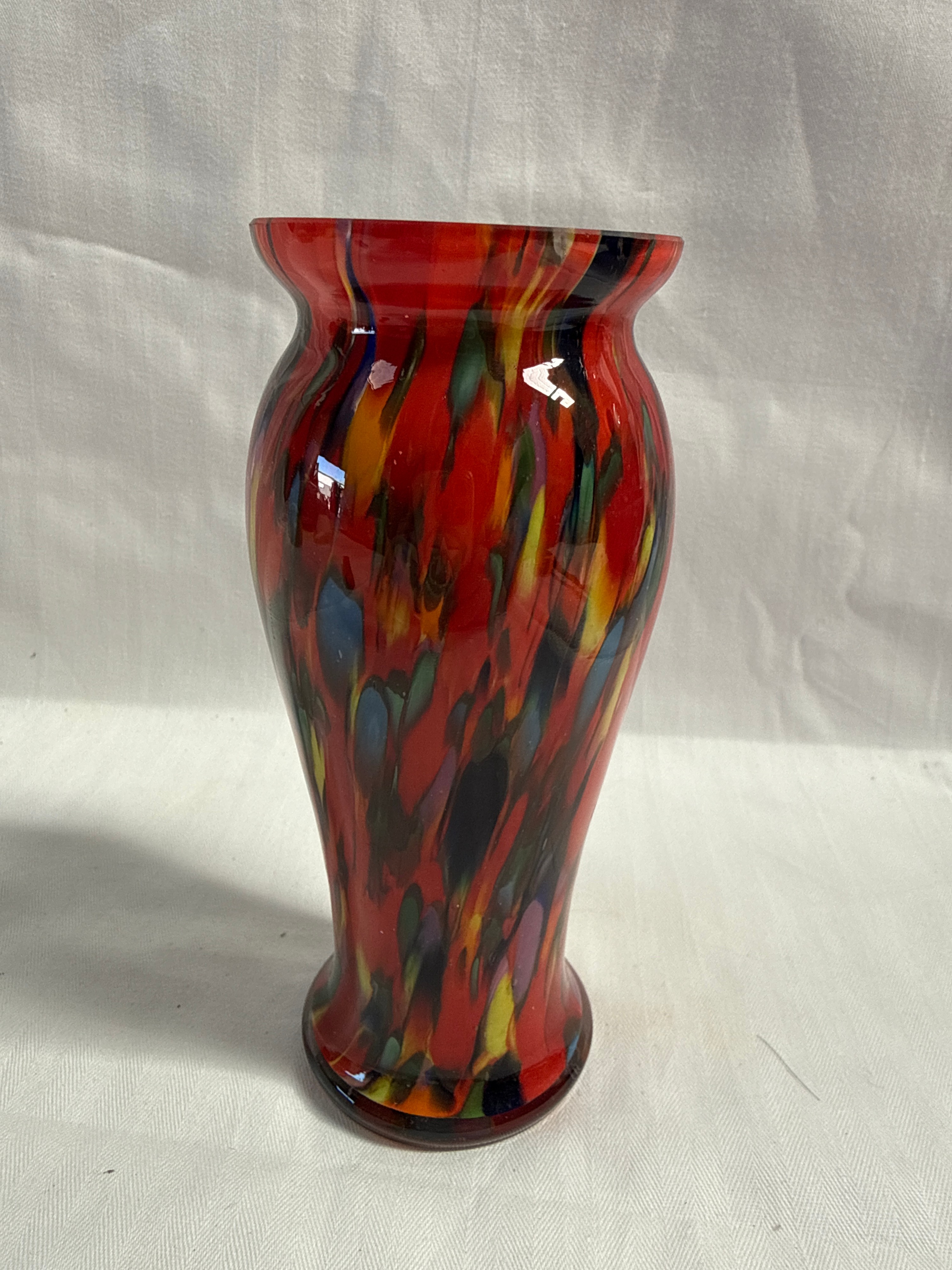 A Bohemian? Kralik? Multicoloured Spatter Art Glass Vase