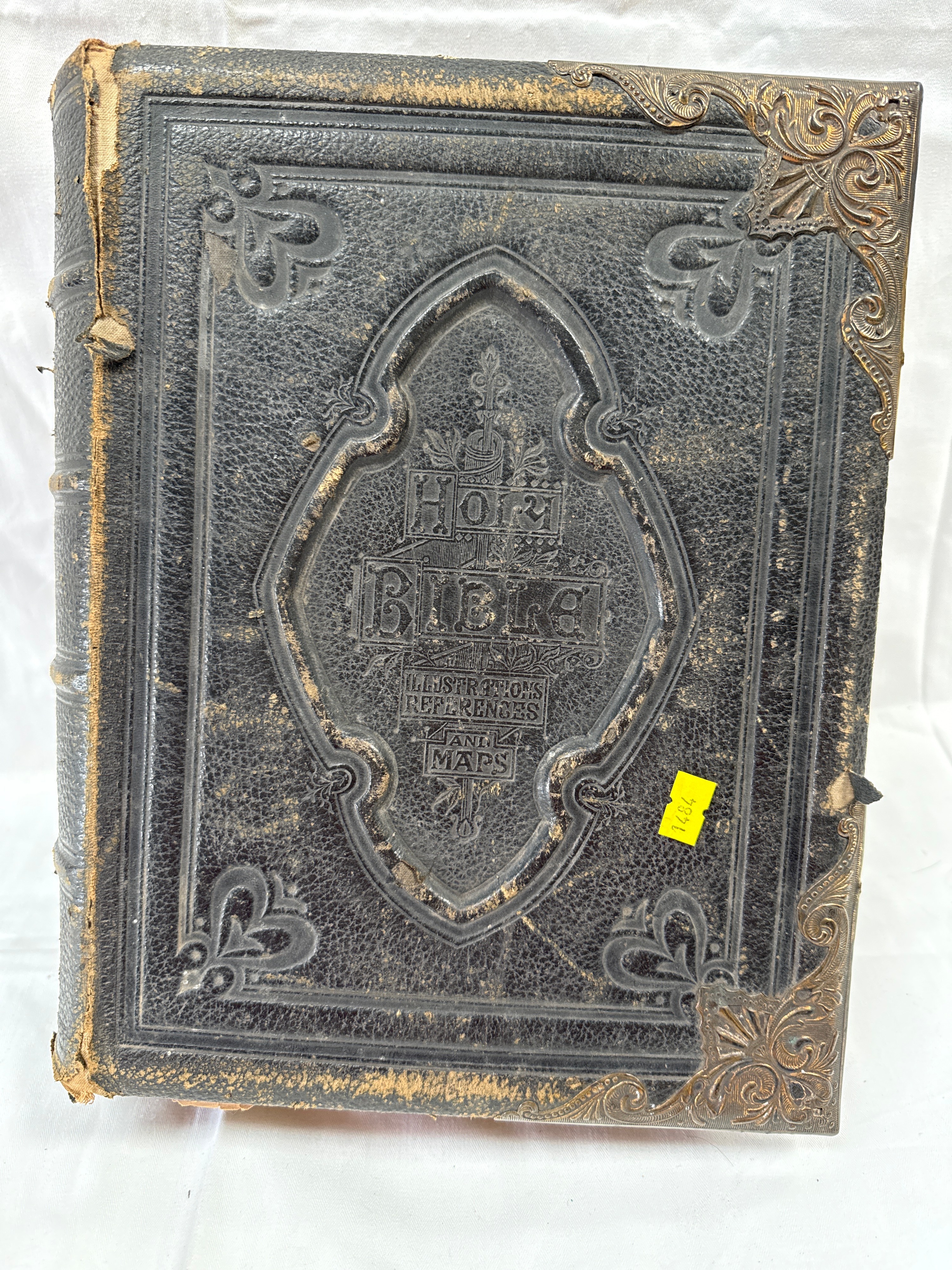 Victorian Leather-Bound Family Bible With Commentary by Henry and Scott, circa 1880?
