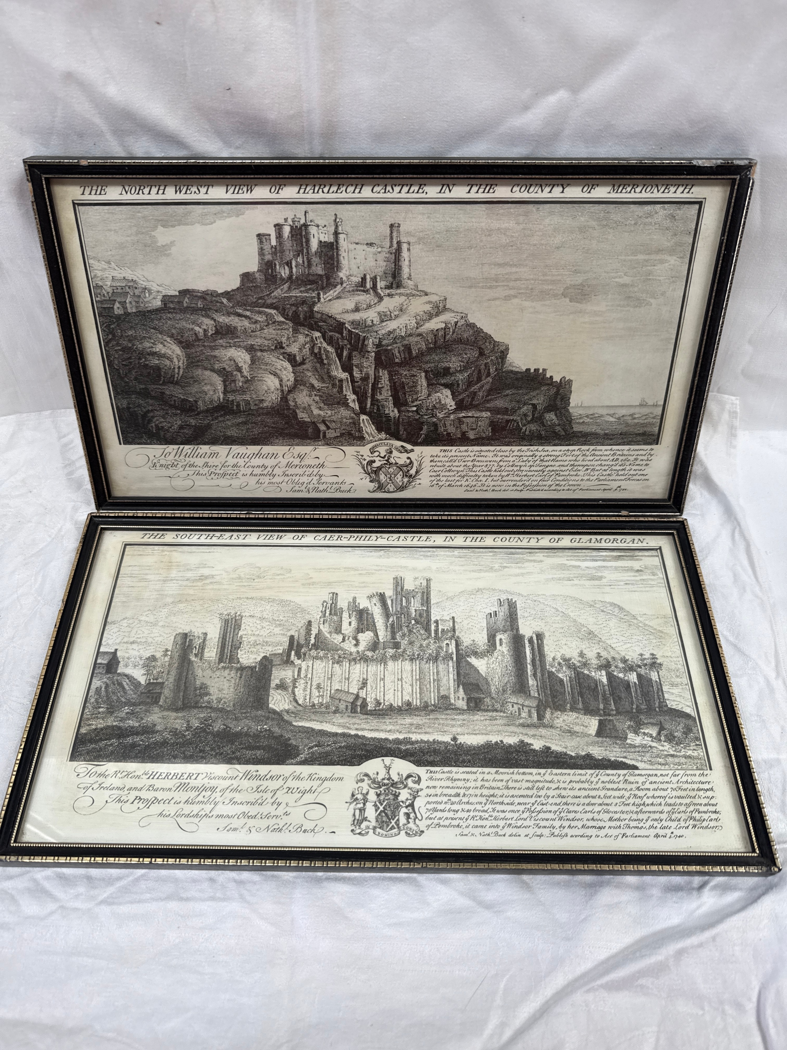 George II Paper Welsh Castle Copper-Plate Engravings by Samuel and Nathaniel Buck, 1740-1742