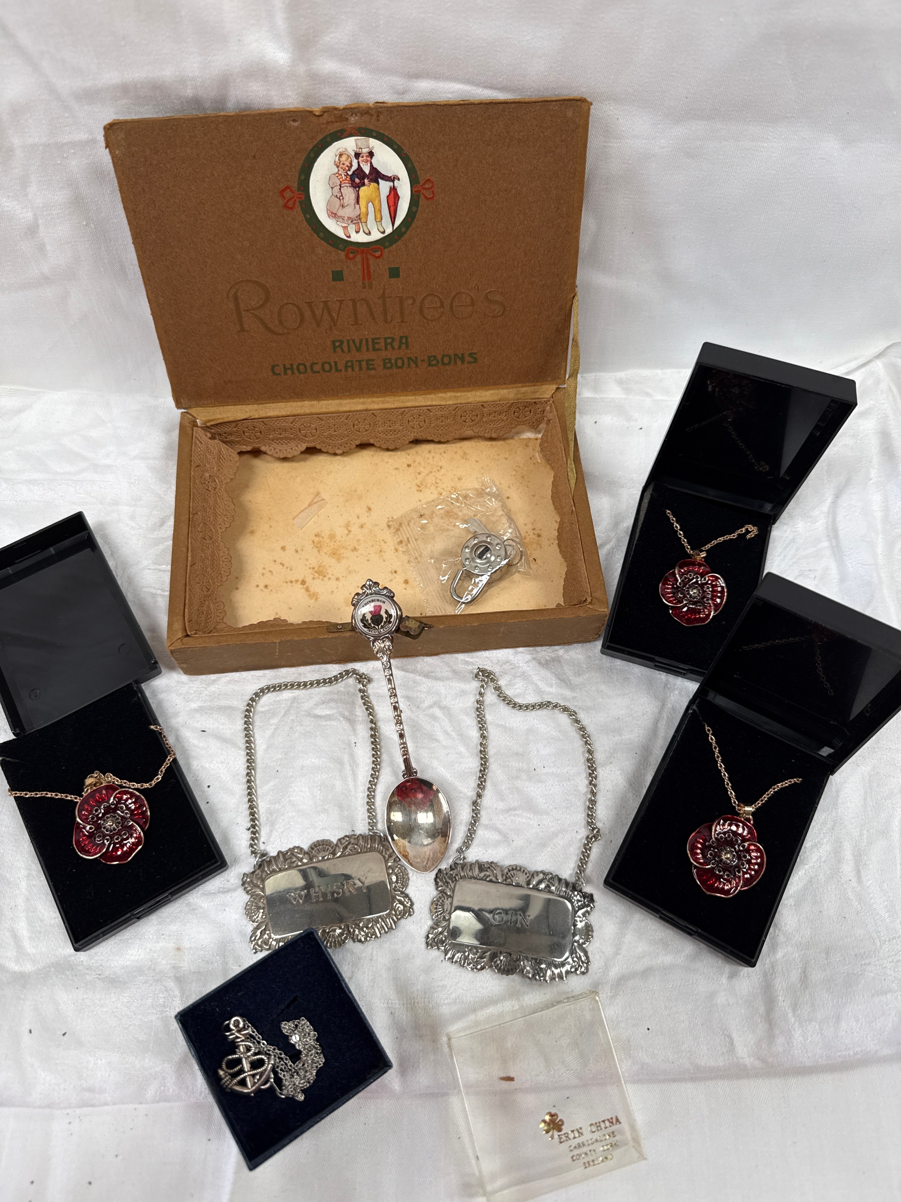 White Metal and Enamel Jewellery and Accessories with Caddy Spoon by W.J.S?, London, 1922