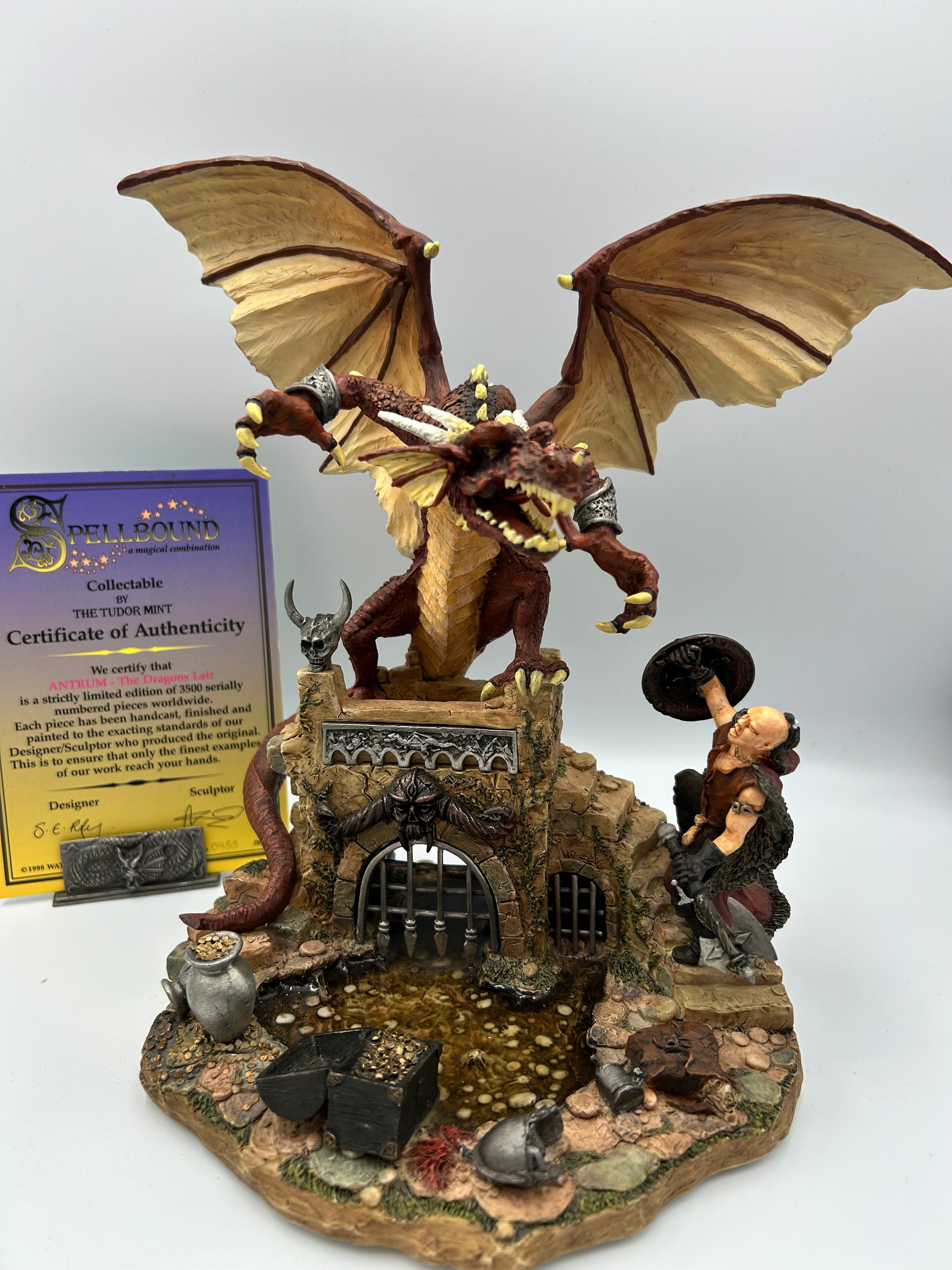 Spellbound 'Antrum - The Dragon's Lair' Hand-Painted Composite? Figurative Diorama by The Tudor Mint, 1998