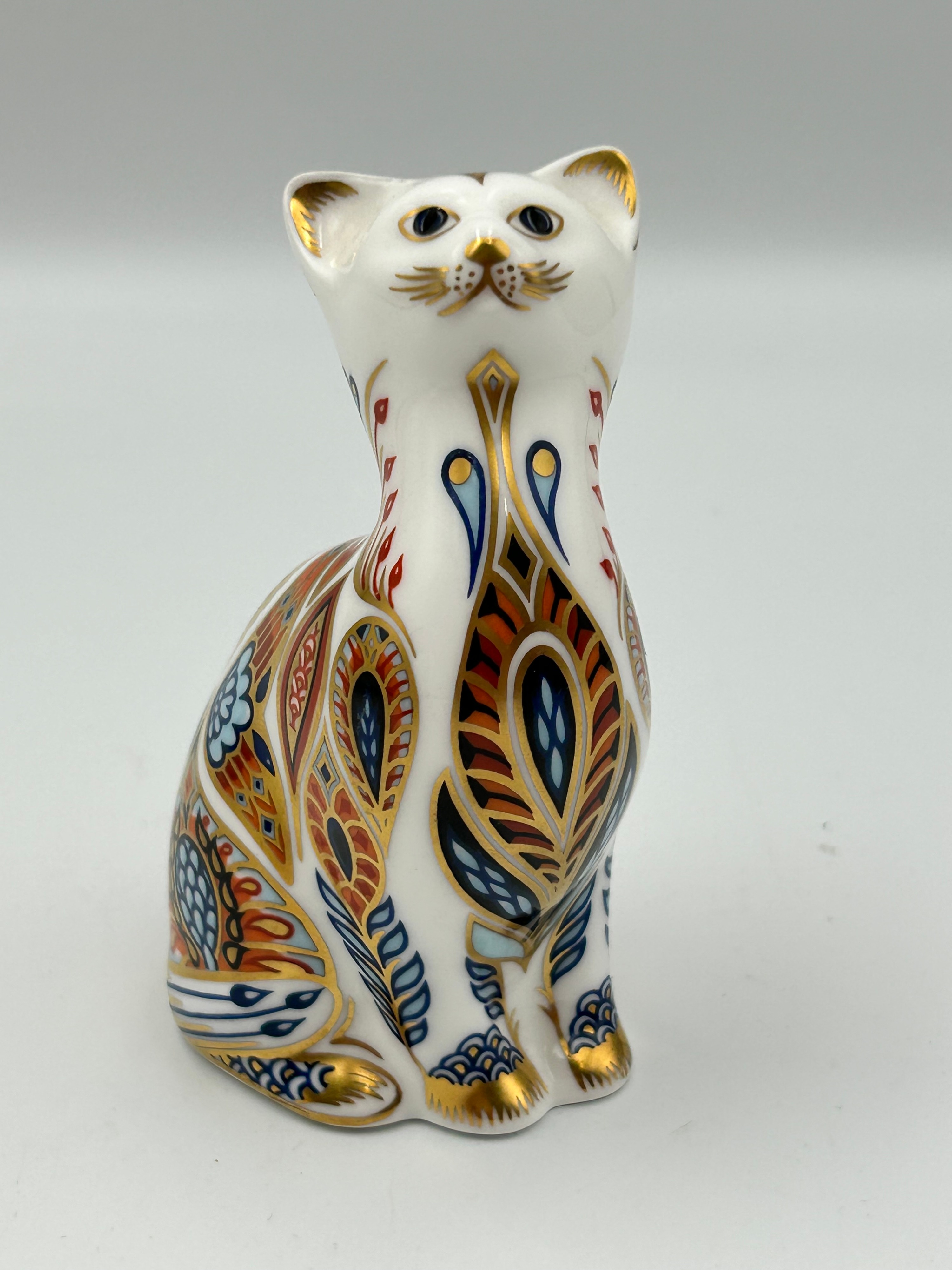 Royal Crown Derby Porcelain Siamese Kitten Paperweight, Imari Pattern