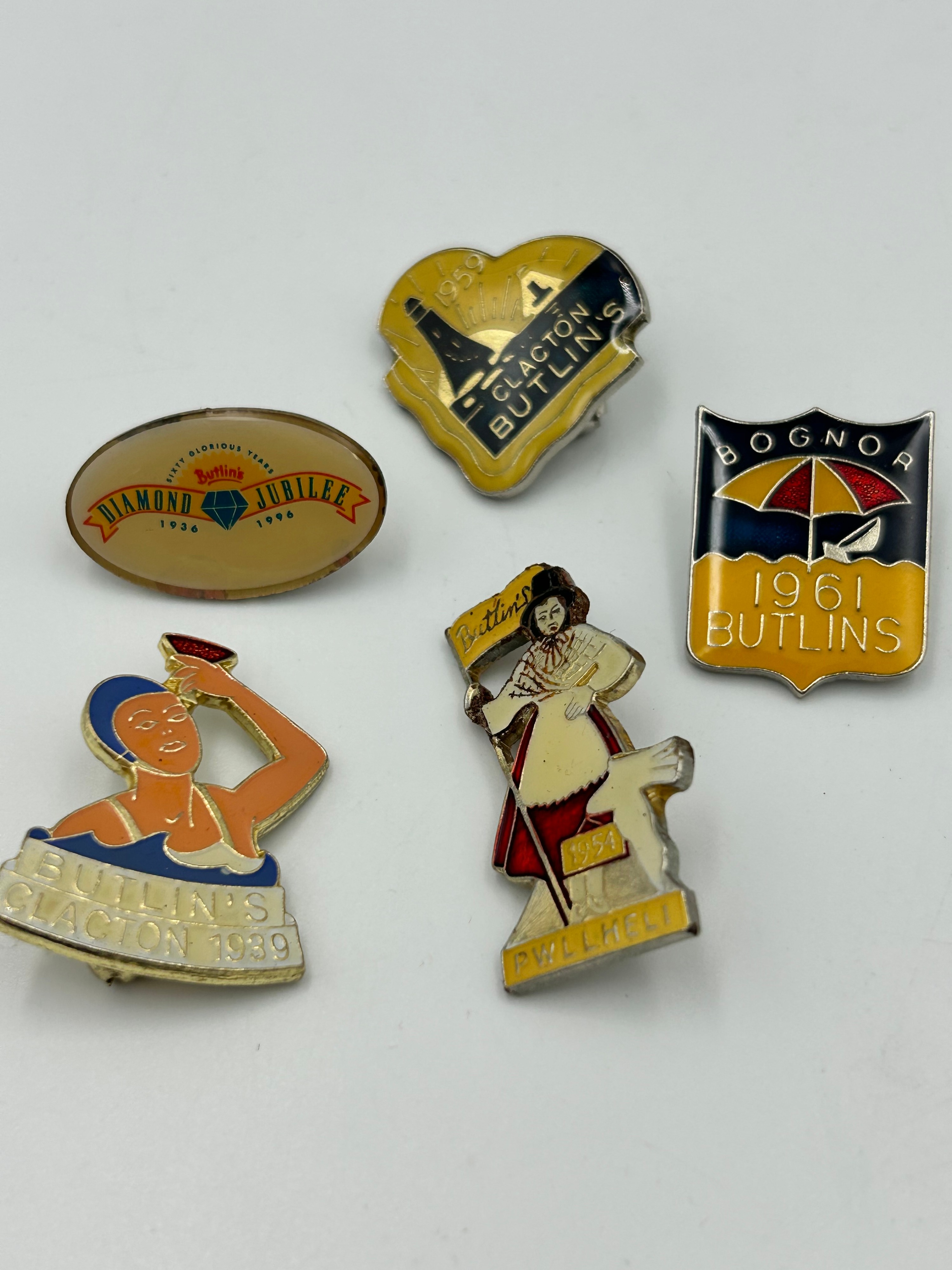Butlin's Enamel and White Metal? Holiday Camp Souvenir Lapel Pins, 1939-1996