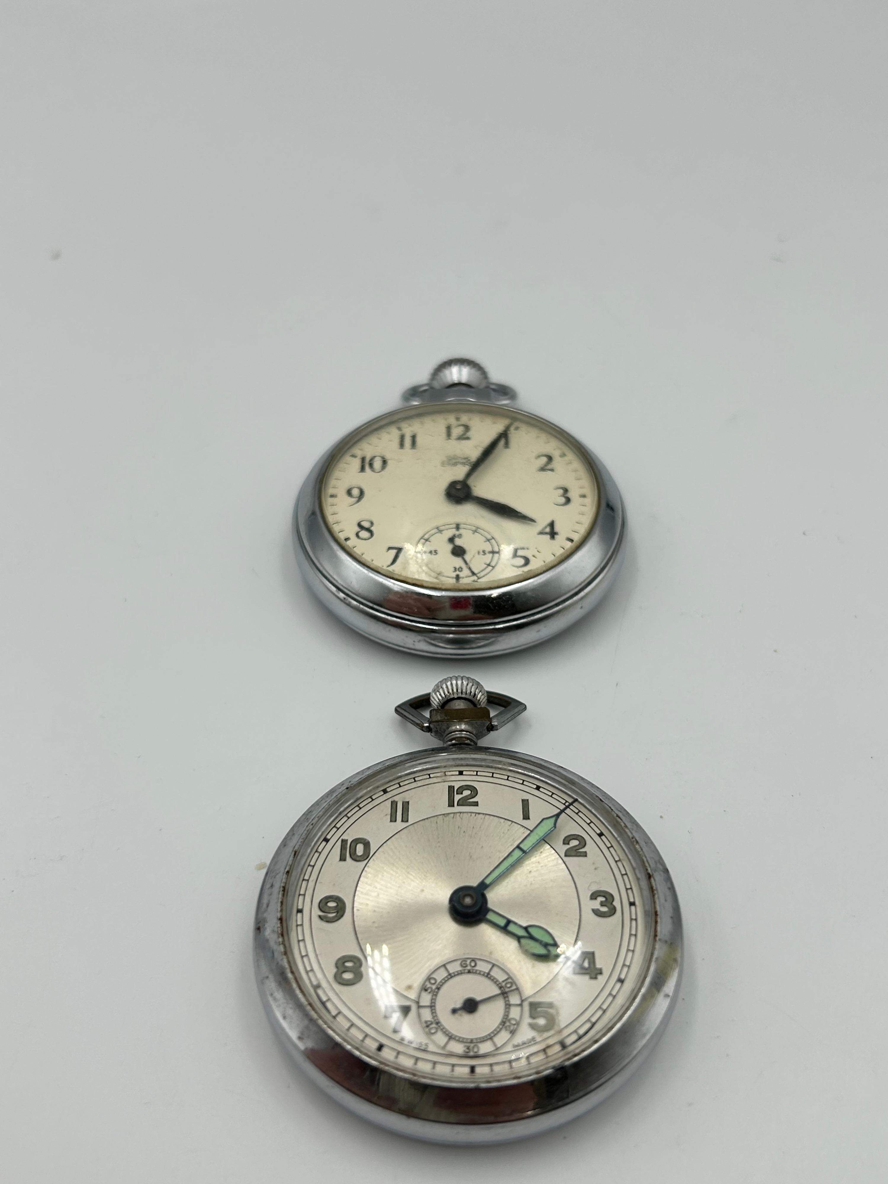 Two White Metal Open-Face Pocket Watches, Including Smiths Empire , Running When Listed