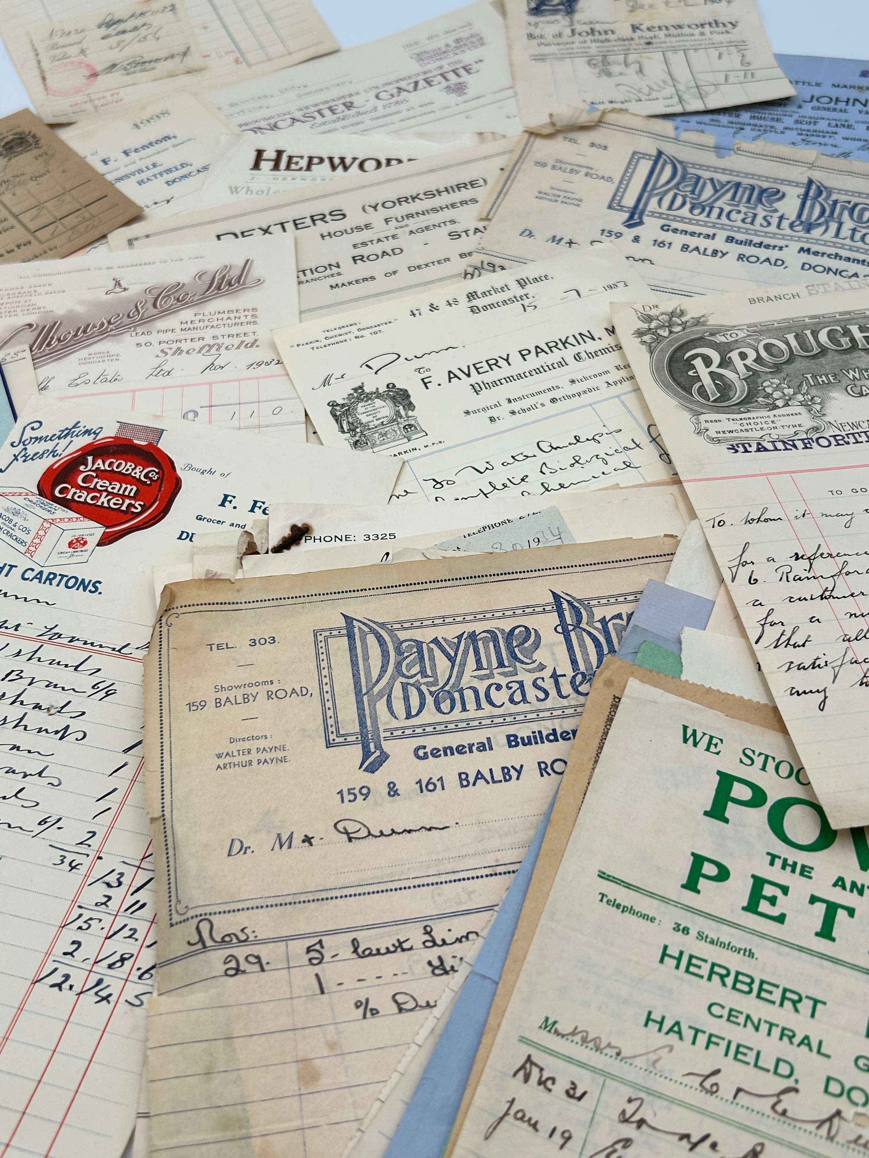 A Collection of Early 20th Century Paper Commercial Ephemera, Doncaster and Sheffield