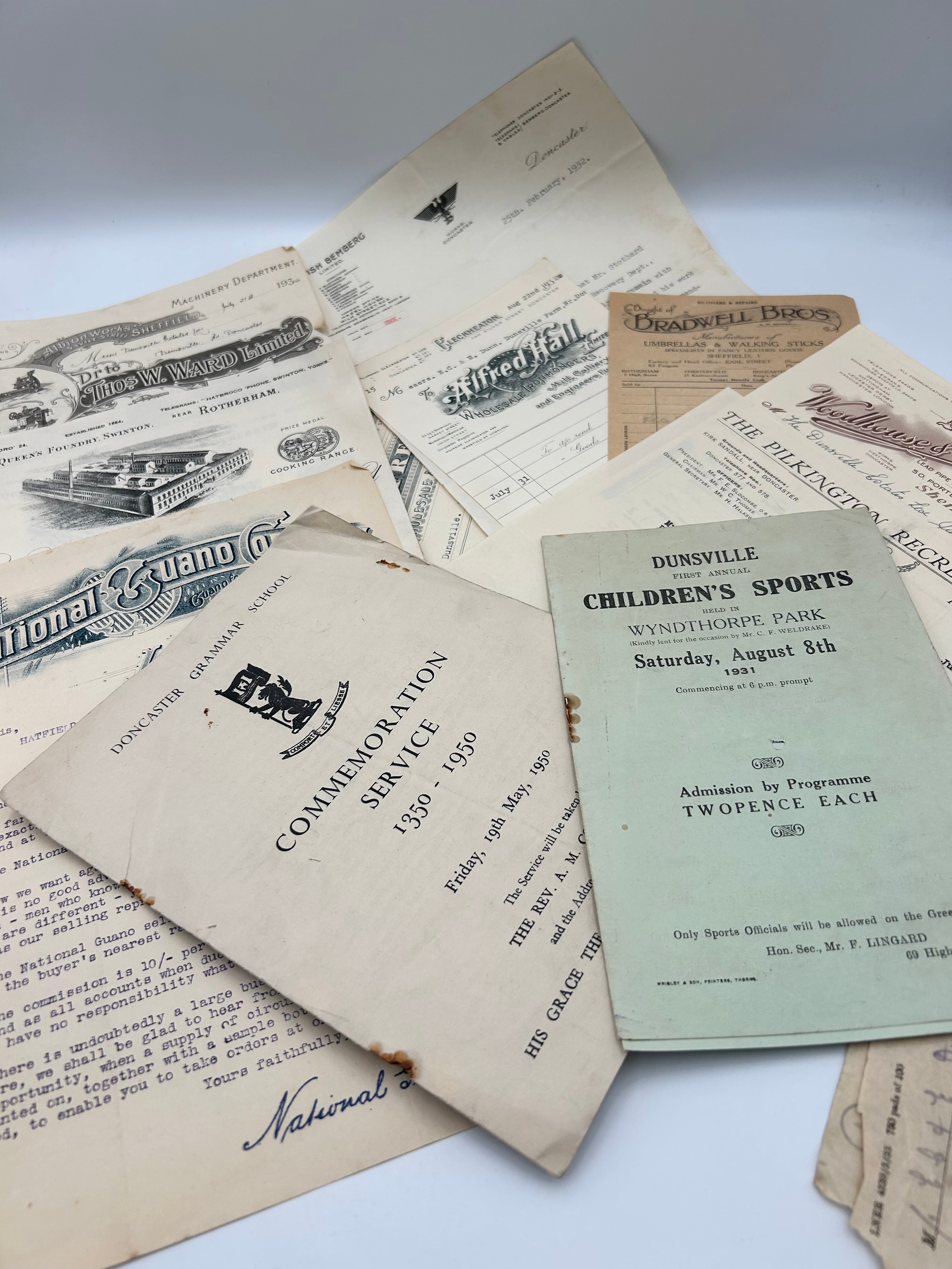 A Collection of South Yorkshire Paper Ephemera, including Doncaster and Sheffield, 1931-1950
