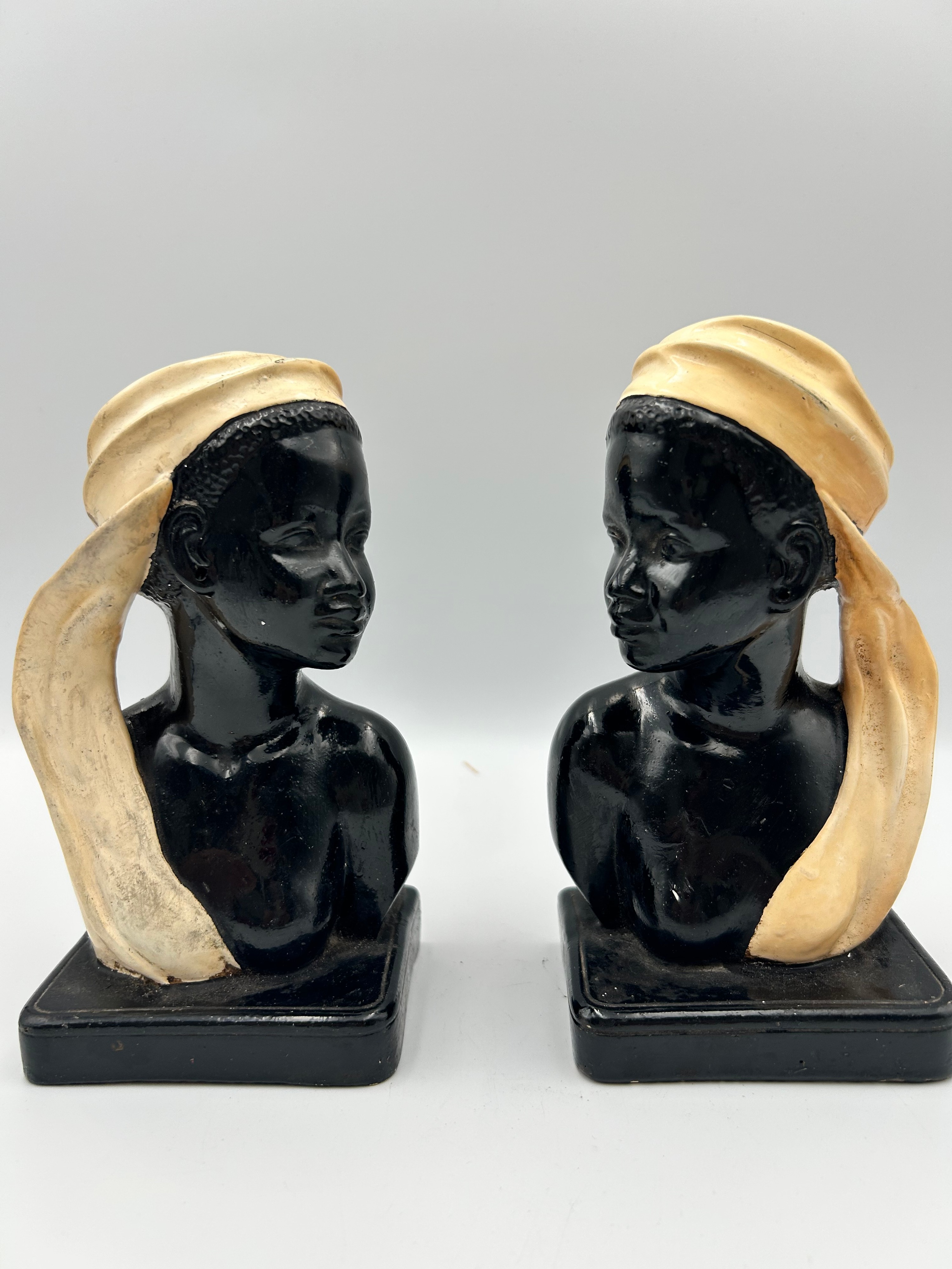 Stunning Art Deco Ceramic Figural Bookends by Duron, c. 1940