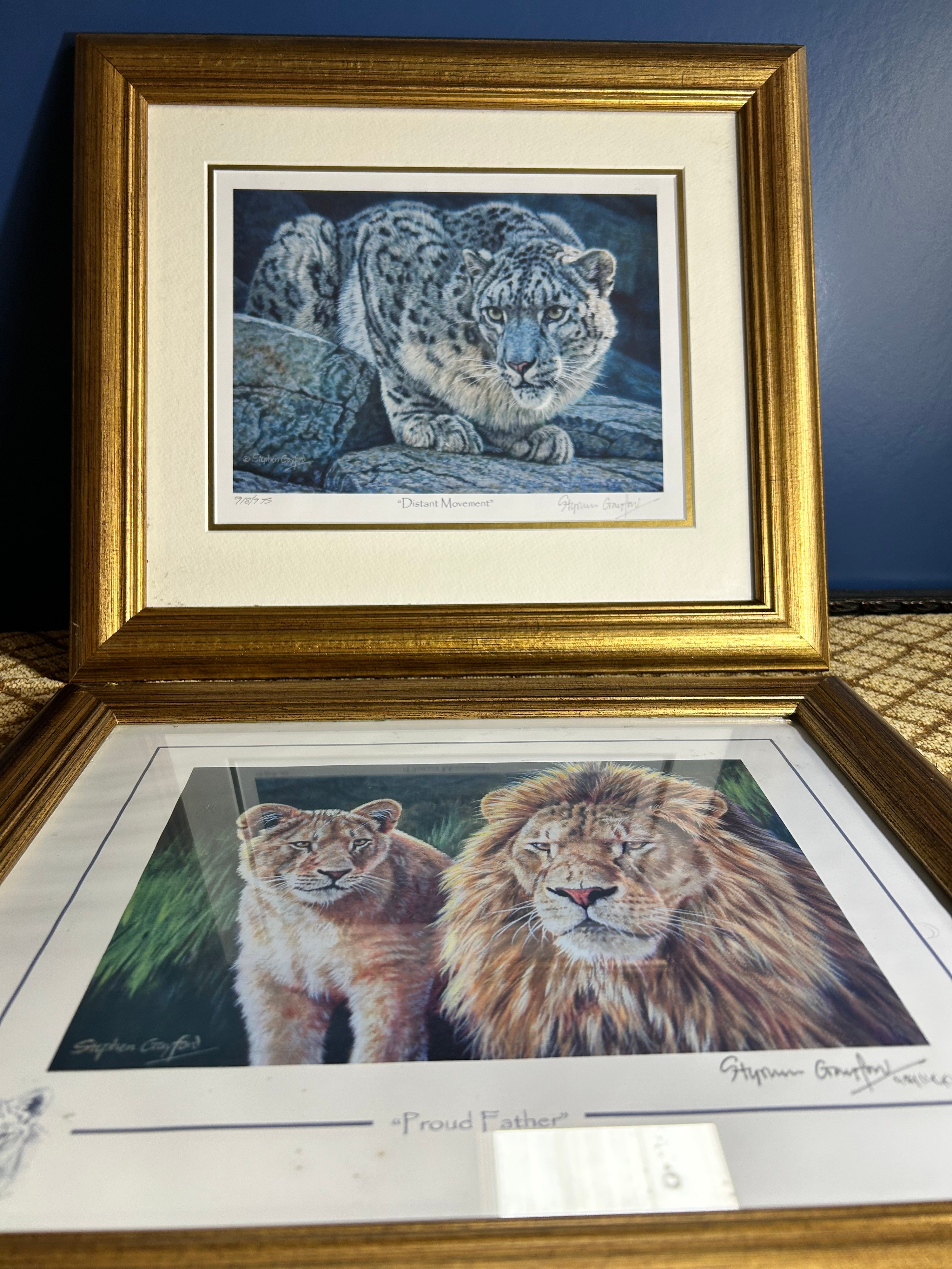 A Pair of Gilt-Effect Framed Limited Edition Prints by Stephen Gayford