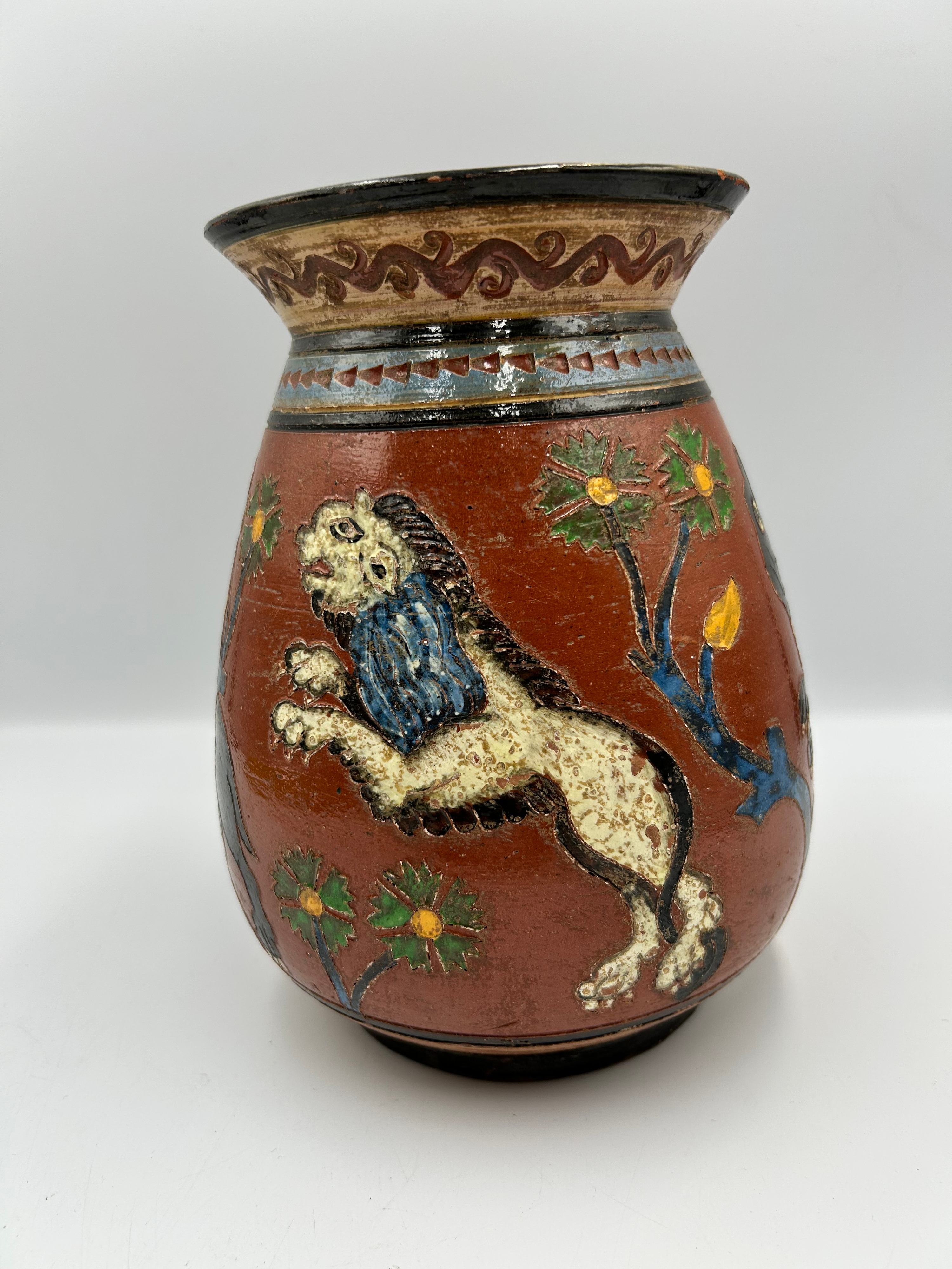 An Italian Earthenware Sgraffito Vase by Montopoli ?, Italy, 6.7"