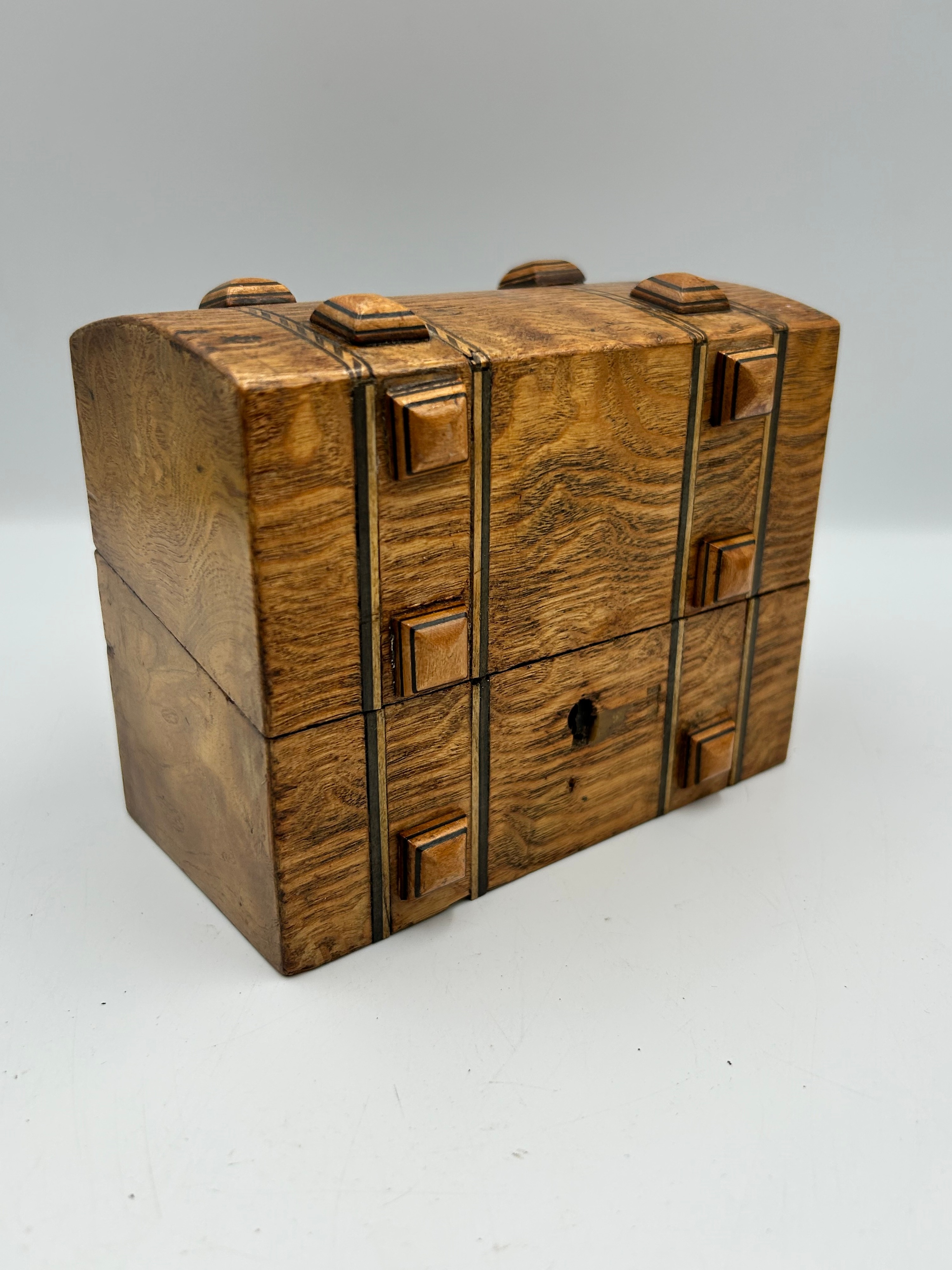 Victorian Hungarian Ash? Miniature Liqueur / Perfume Box? with Glass Decanters